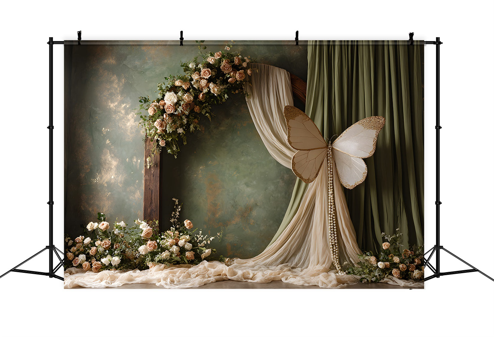 Happy Mother's Day Backdrop Romantic Floral Arch Butterfly Happy Mothers Day Photo Backdrop UK By Magali