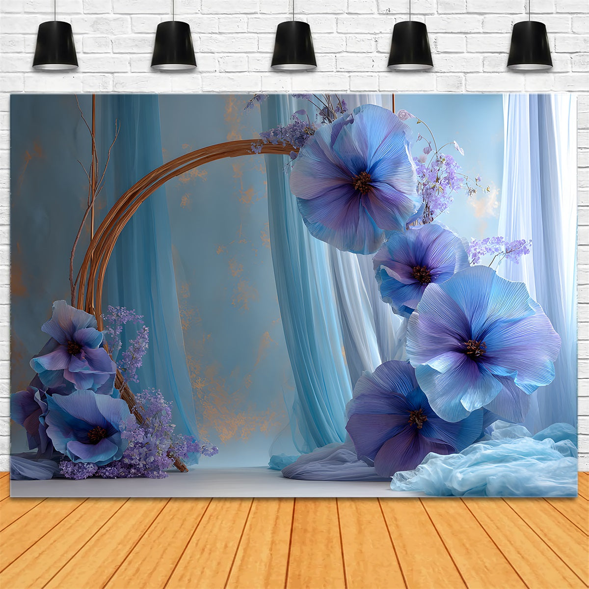 Mothers Day Photo Backdrops Purple Floral Arch Butterfly Happy Mothers Day Backdrops UK By Magali