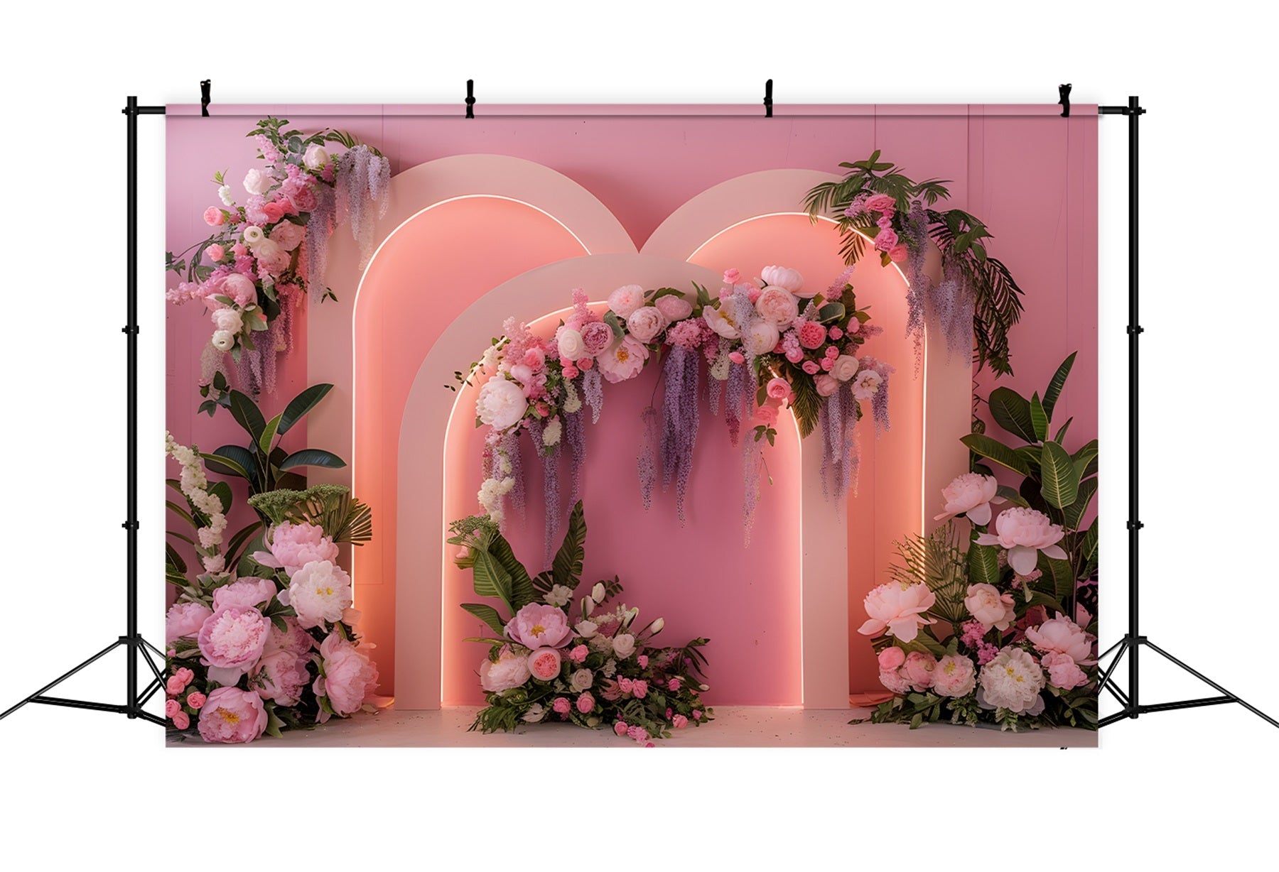 Mother's Day Photography Backdrops Pink Neon Floral Arch Mother's Day Backdrop Ideas UK By Magali