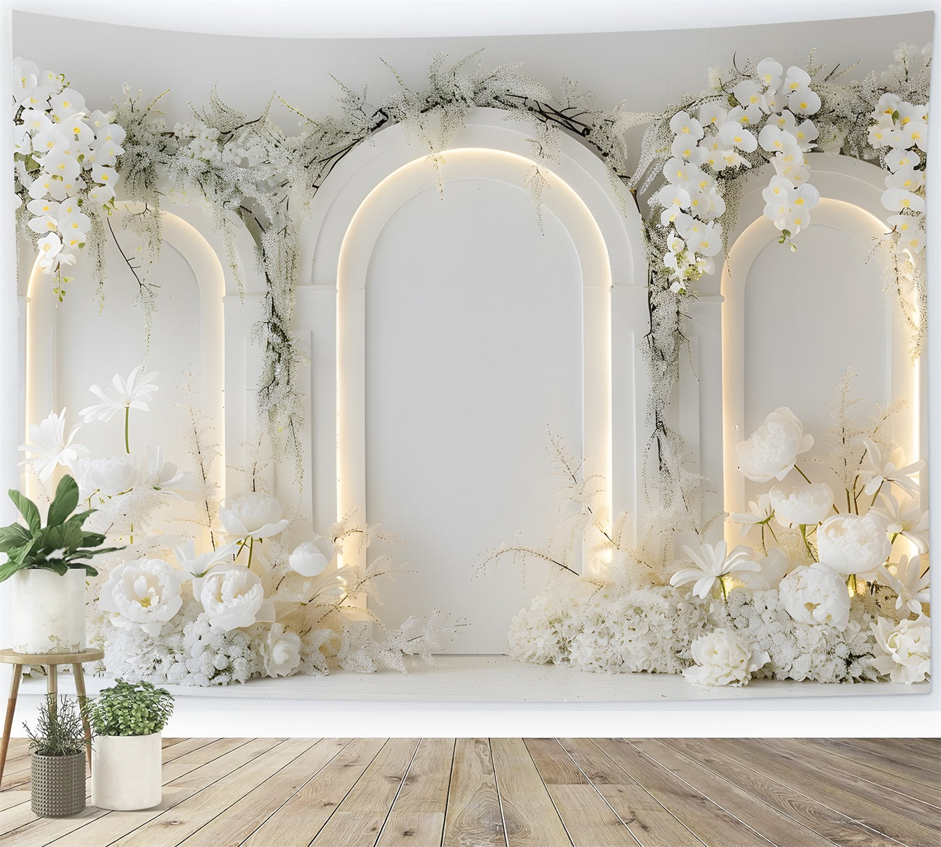Mothers Day Photo Backdrop Ideas White Floral Arch Peonies Mother's Day Backdrops UK By Magali