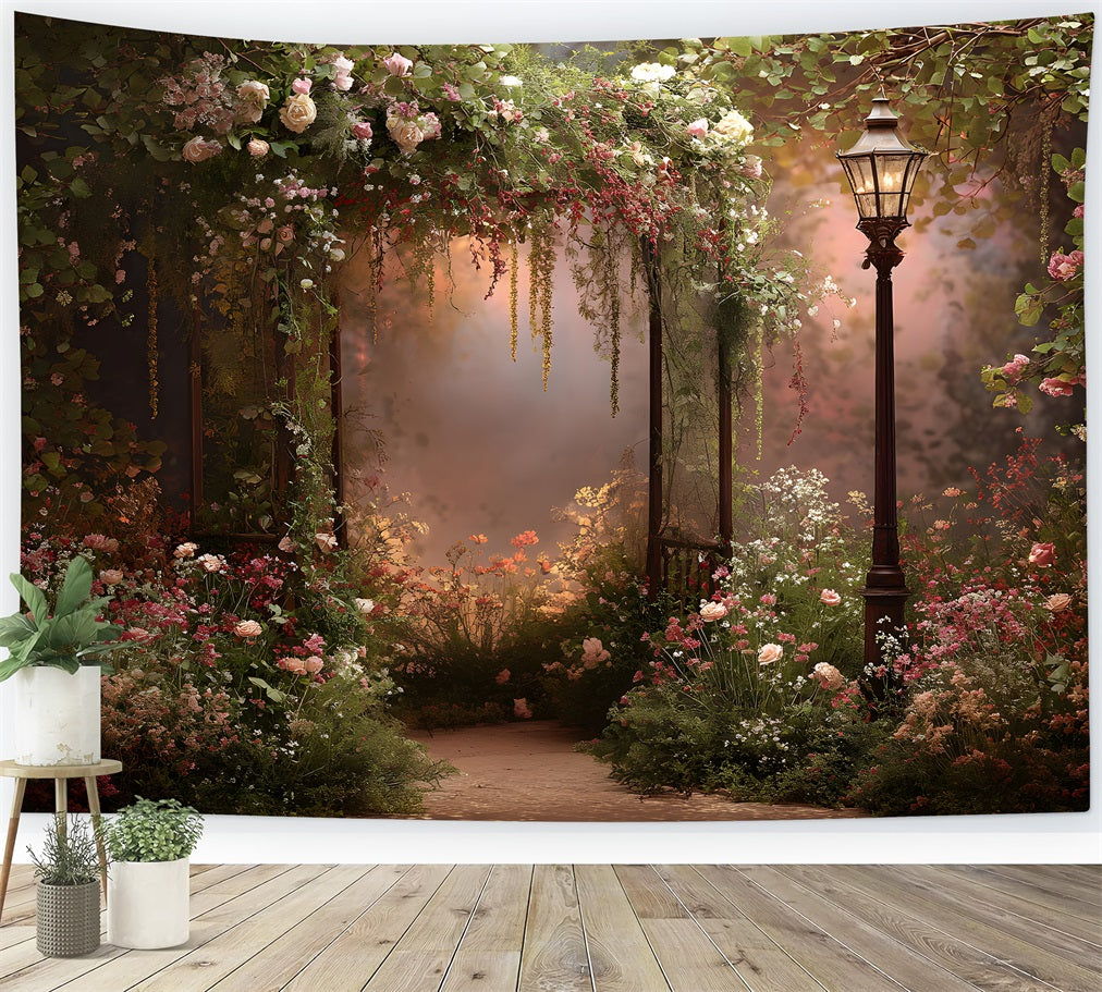 Mother Day Photo Backdrops Vintage Lantern Floral Arch Mother's Day Photography Backdrops UK By Magali
