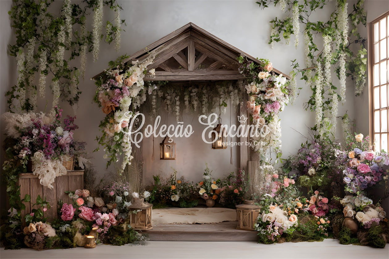 Backdrop Design For Mother's Day Rustic Wooden Pavilion Flowers Easy Mother's Day Backdrop UK By Magali