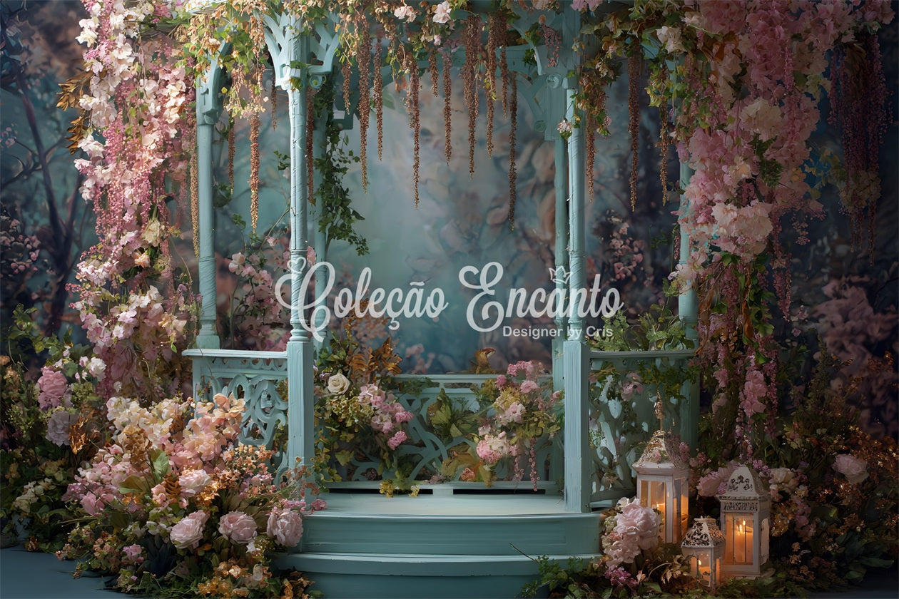 Happy Mother's Day Backdrop Rustic Gazebo Floral Surround Mother's Day Backdrop With Flowers UK By Magali