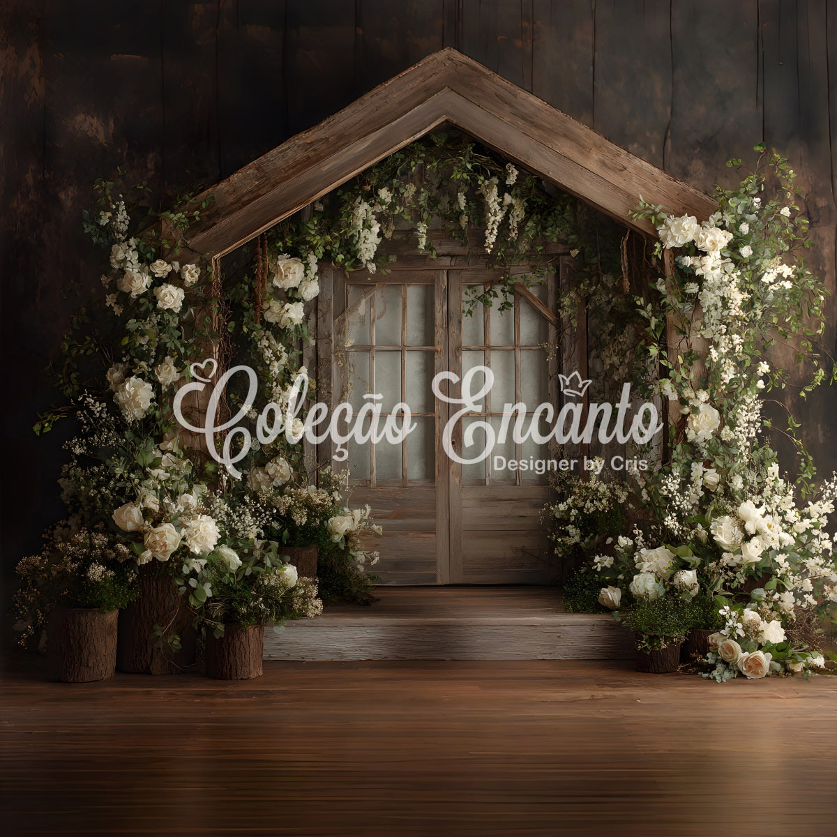 Mothers Day Photo Booth Backdrops Wooden Doorway Fresh Flowers Mother Day Backdrop UK By Magali