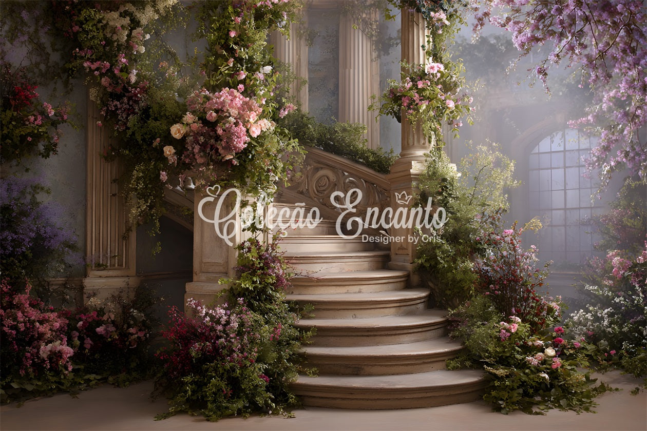 Happy Mother's Day Backdrop Ideas Romantic Floral Staircase Path Mother Day Backdrop UK By Magali