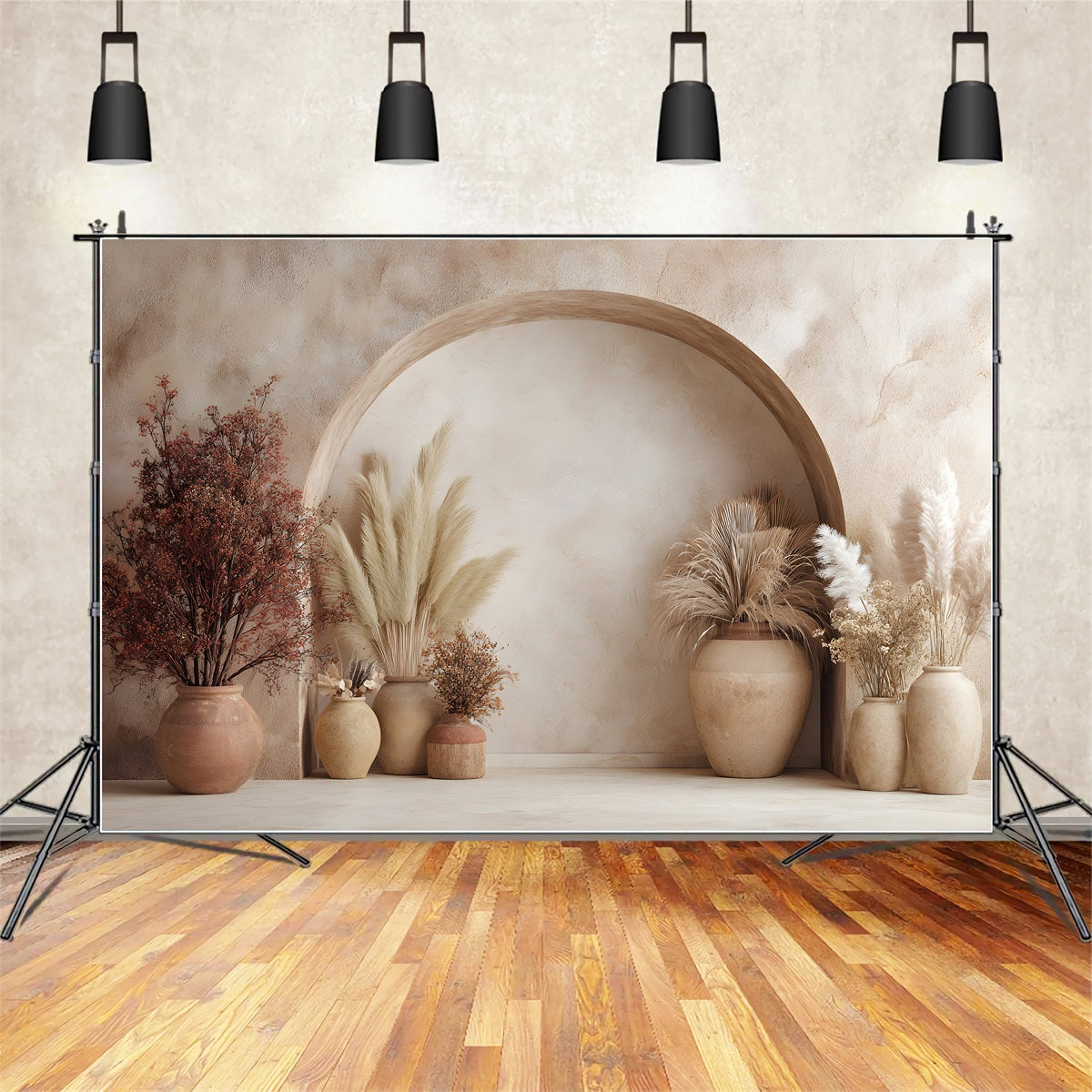 Mother's Day Photoshoot Backdrops Terracotta Dried Pampas Arch Mother Day Photo Backdrops UK By Magali
