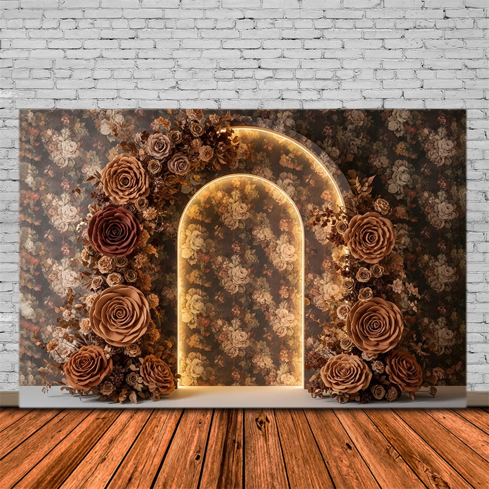 Mother's Day Photoshoot Backdrop Vintage Mocha Rose Arch Glow Mothers Day Photoshoot Backdrop UK By Magali