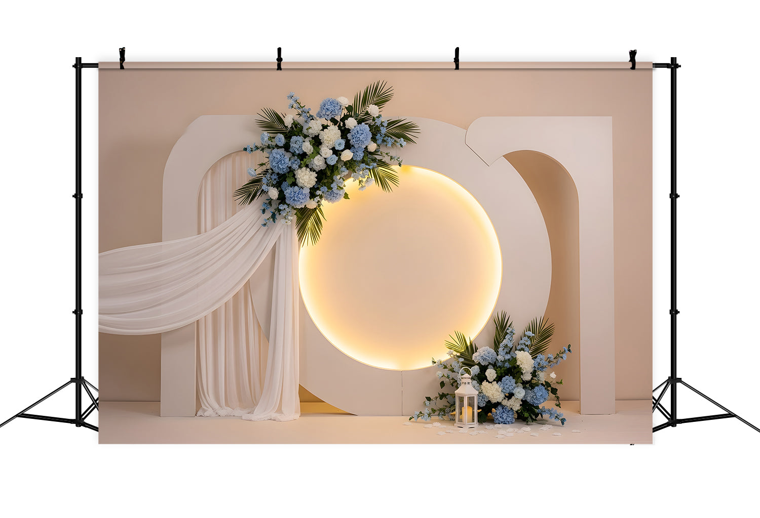 Mother's Day Picture Backdrop Blue Hydrangea Halo Arch Drape Mothers Day Backdrop Ideas UK By Magali