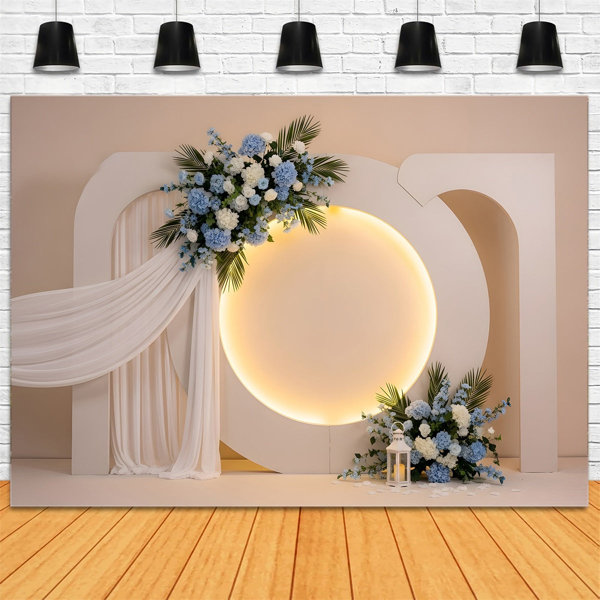 Mother's Day Picture Backdrop Blue Hydrangea Halo Arch Drape Mothers Day Backdrop Ideas UK By Magali