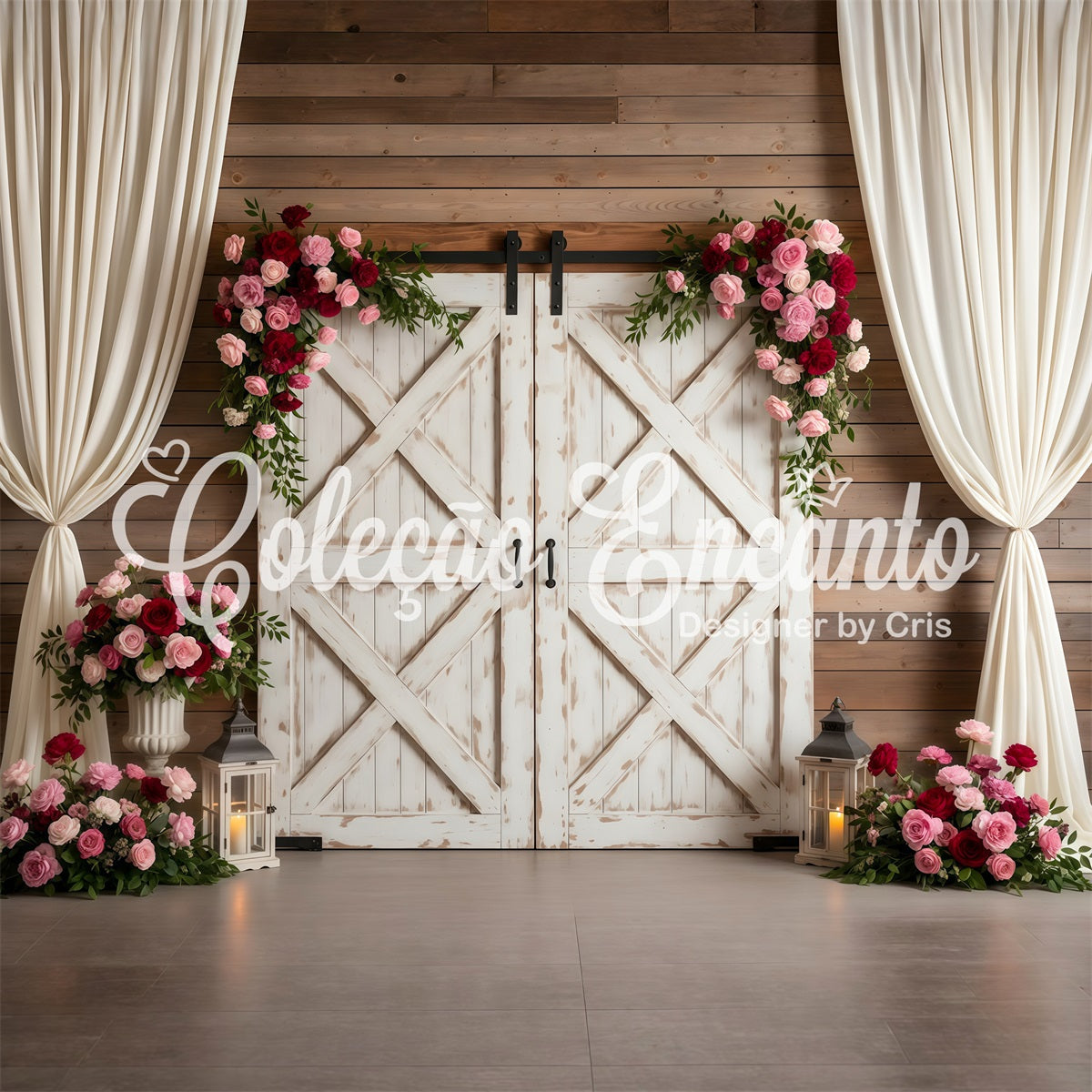 Backdrop Mothers Day Rustic Barn Door Rose Lanterns Backdrop Ideas For Mother's Day UK By Magali