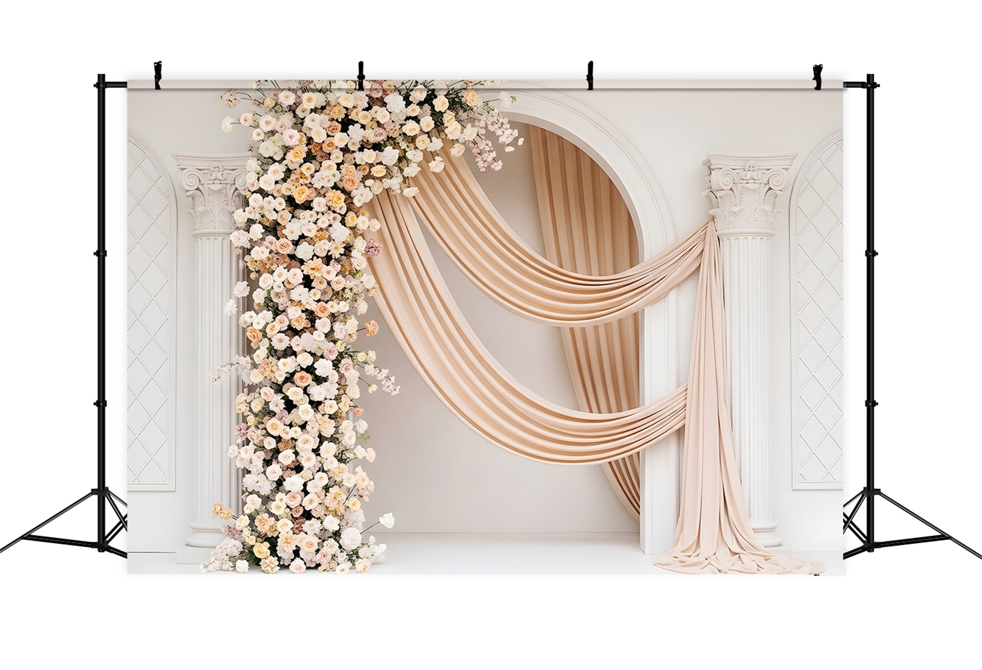 Photo Backdrops For Mothers Day Ivory Bloom Column Drape Elegance Mothers Day Flower Backdrop UK By Magali