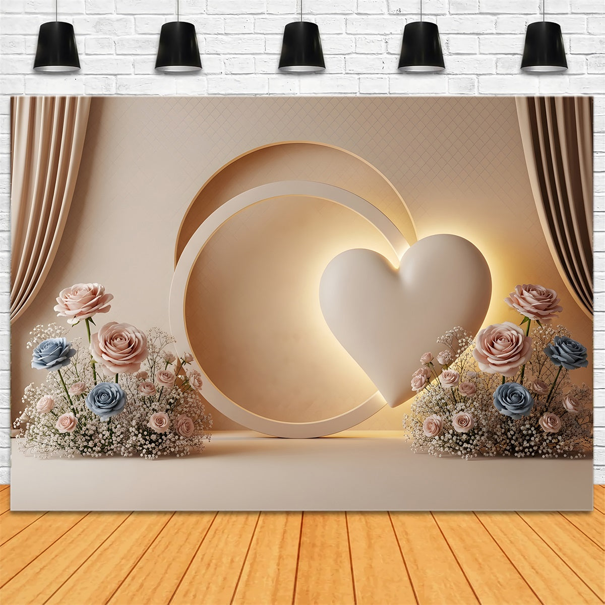 Mothers Day Backdrops Minimalist Heart Circle Rose Bloom Mothers Day Backdrop Design UK By Magali