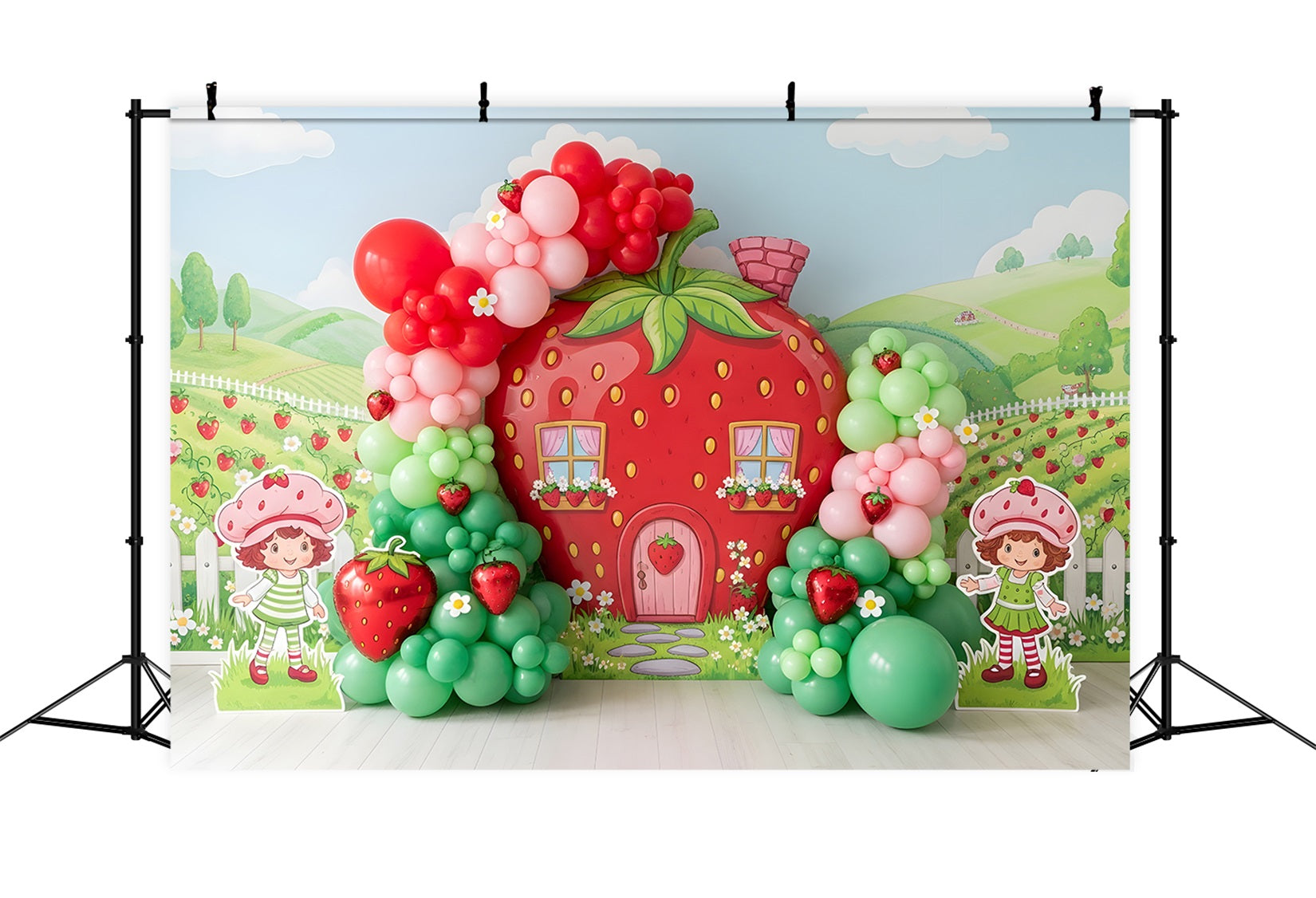 Photography Backdrops for Kids Strawberry Cottage Balloon Garden Newborn Backdrop UK CEM65-10