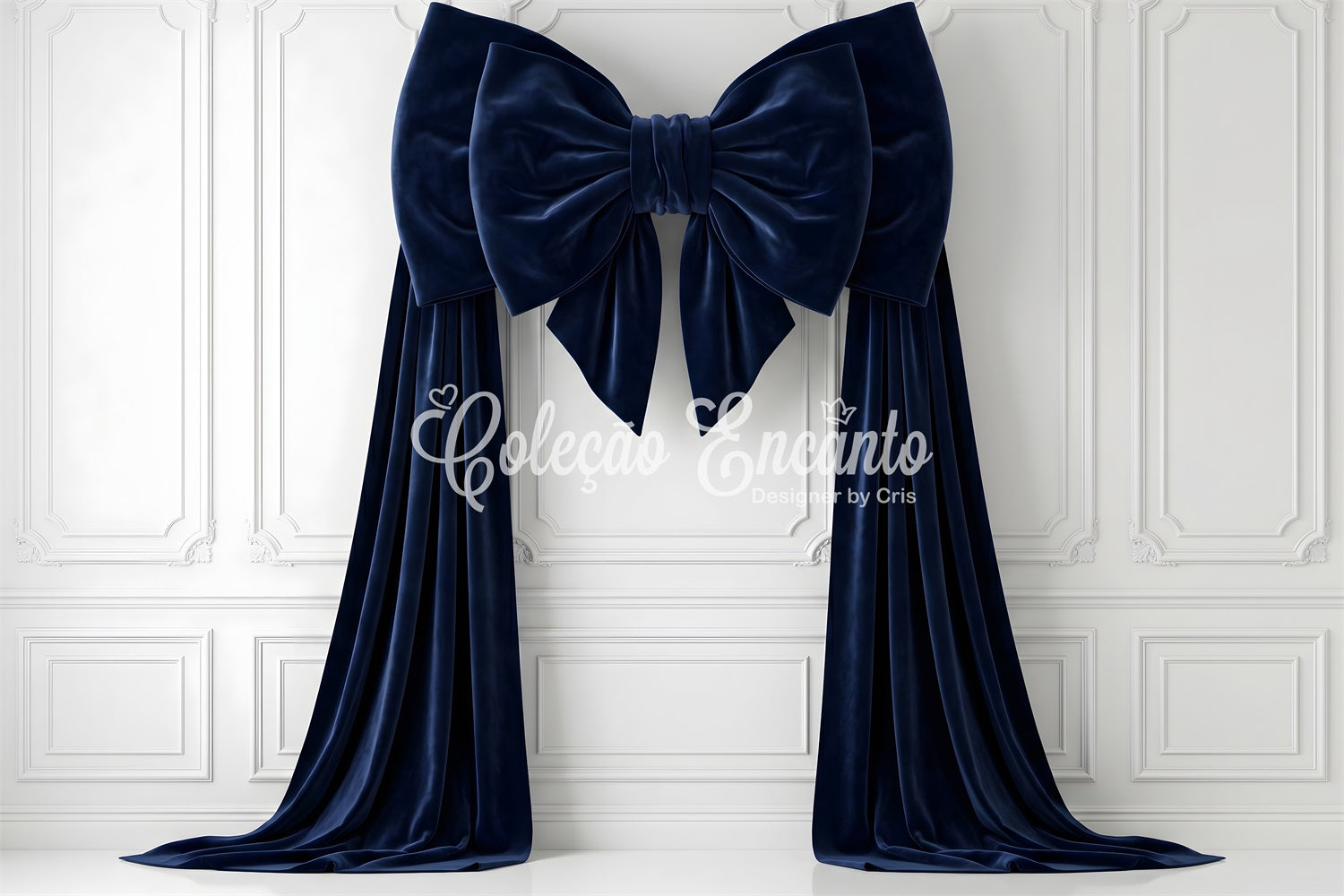 Photography Christmas Backdrops Navy Velvet Bow White Panels Christmas Backdrop Photoshoot UK CEM65-116