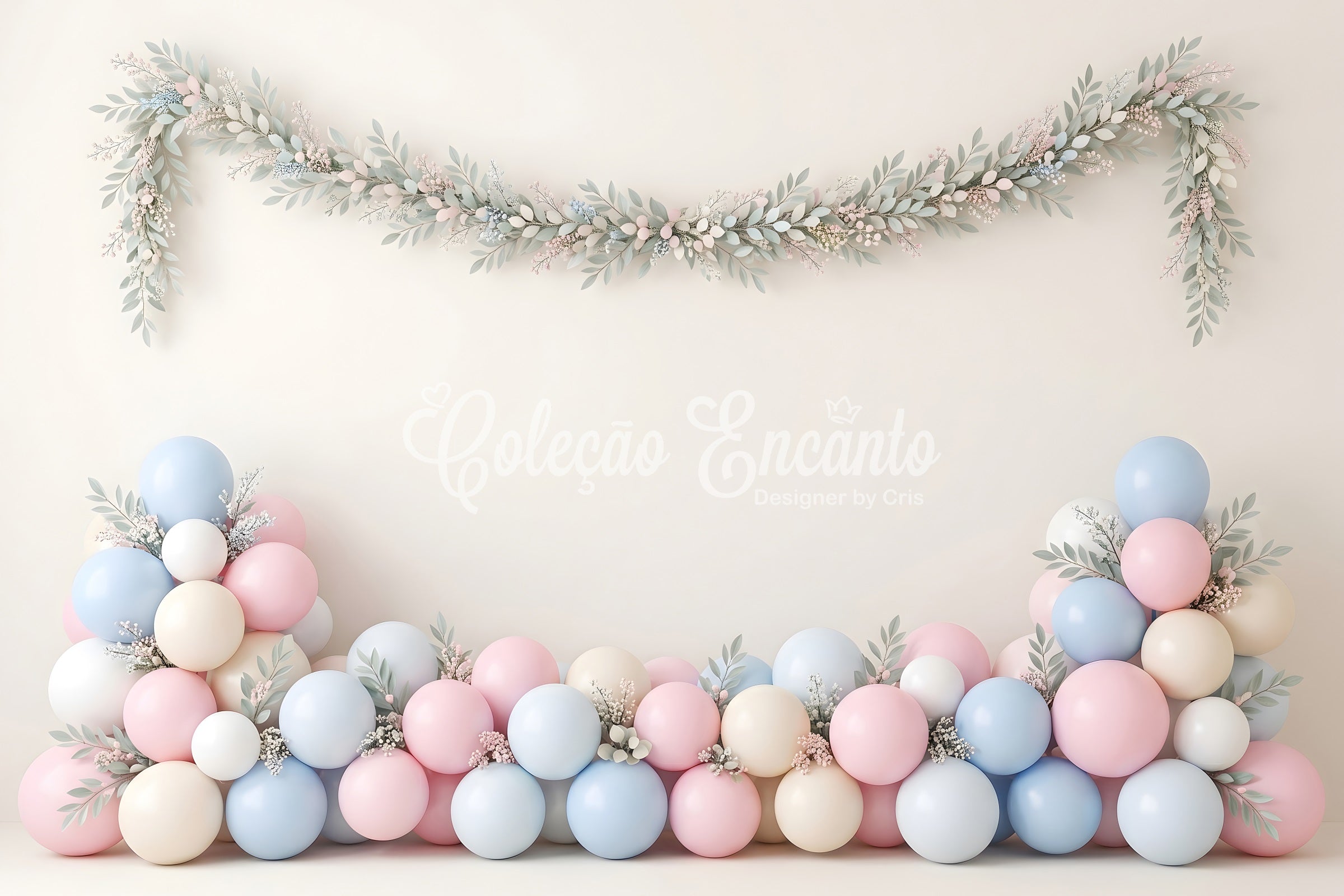 Backdrops for Kids Soft Pastel Balloon Leaf Garland Backdrops for Newborn Photography UK CEM65-12