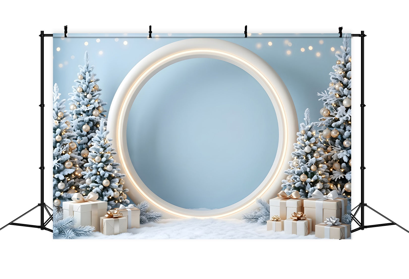 Christmas Holiday Backdrop Frosted Blue Round Arch Gifts Christmas Picture Backdrop UK CEM65-132