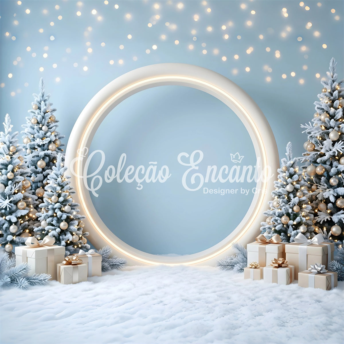 Christmas Holiday Backdrop Frosted Blue Round Arch Gifts Christmas Picture Backdrop UK CEM65-132