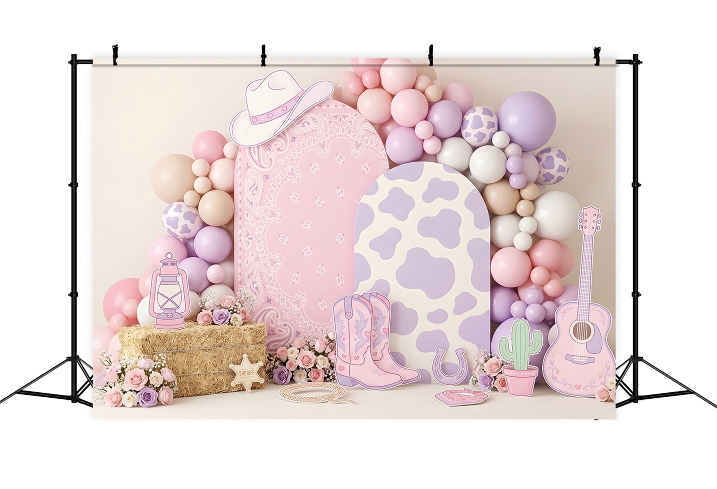 Kids Photography Backdrop Pastel Cowgirl Balloon Western Newborn Photo Backdrop UK CEM65-14