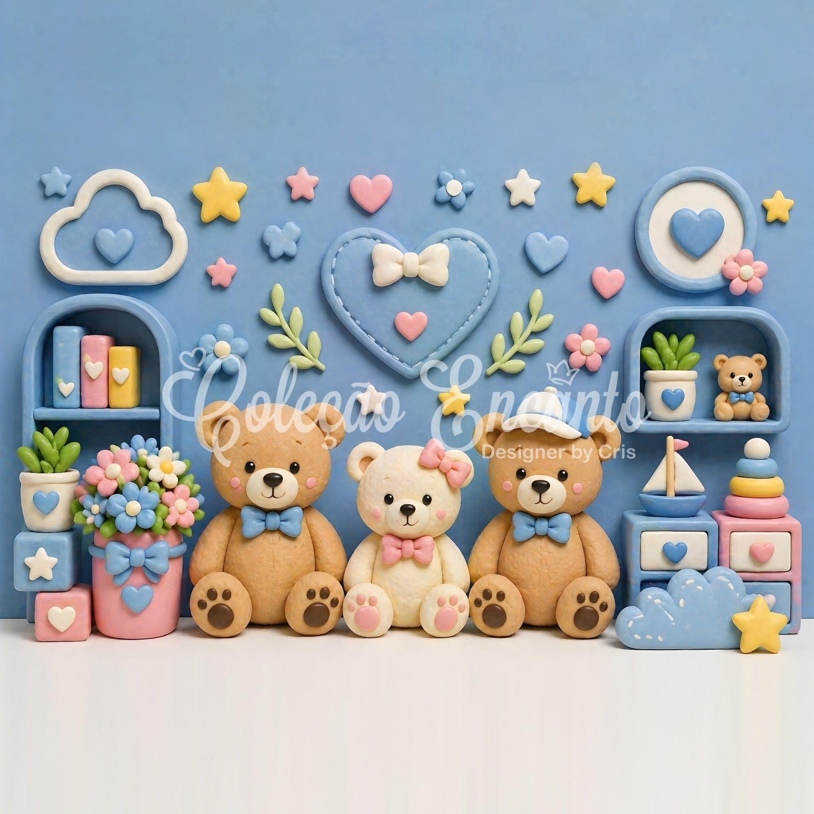 Kids Backdrop Pastel Teddy Bear Nursery Wall Newborn Photography Backdrops UK CEM65-2