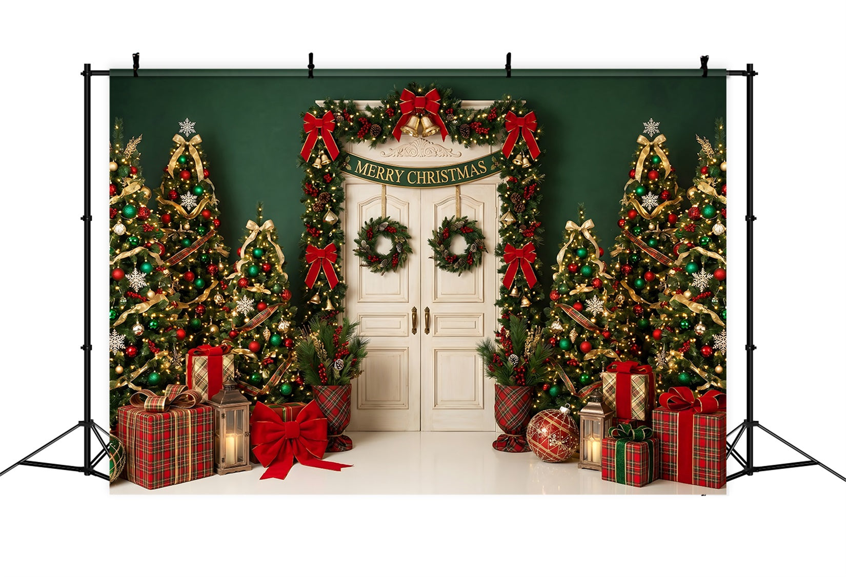 Christmas Backdrop 10x8 Emerald Doorway Festive Tree Christmas Backdrop For Photography UK CEM65-206