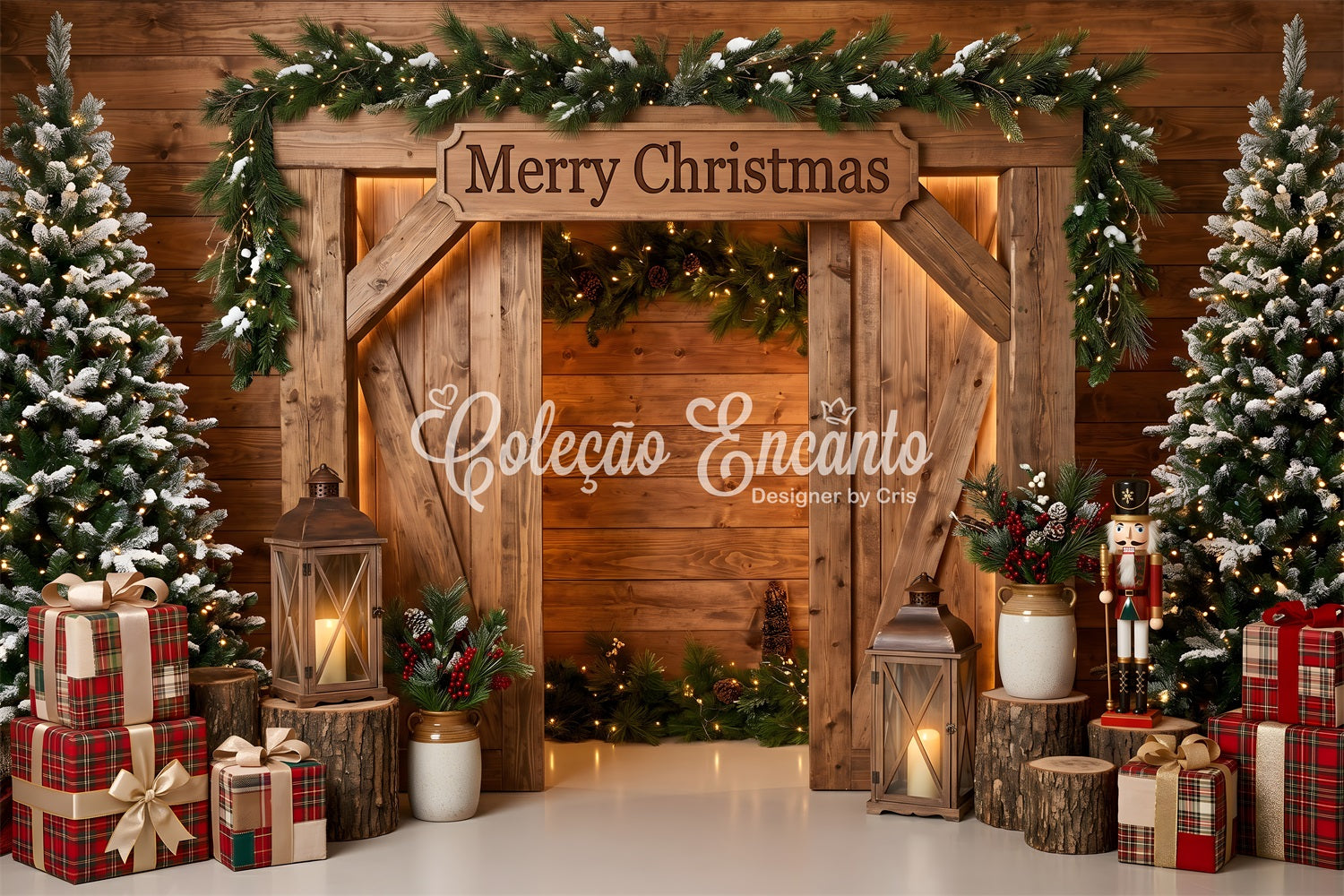 Christmas Backdrop For Photoshoot Rustic Barn Arch Nutcracker Christmas Backdrops For Pictures UK CEM65-211