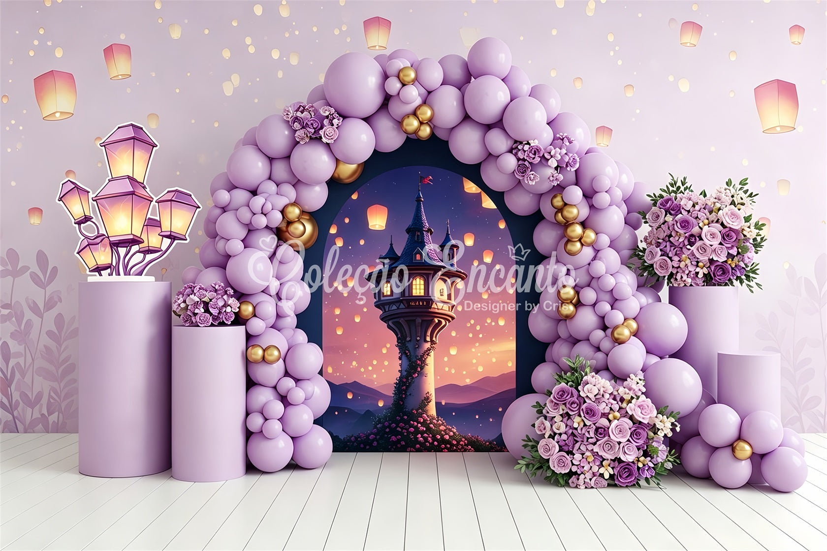 Newborn Photography Backdrops Lavender Lantern Tower Balloon Arch Childrens Photo Backdrops UK CEM65-212