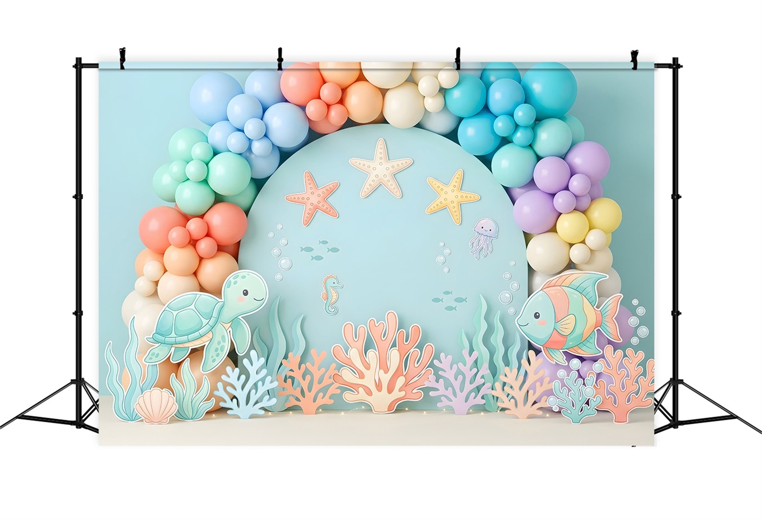 Newborn Photography Backdrops Pastel Ocean Turtle Coral Arch Photo Backdrops for Kids UK CEM65-22