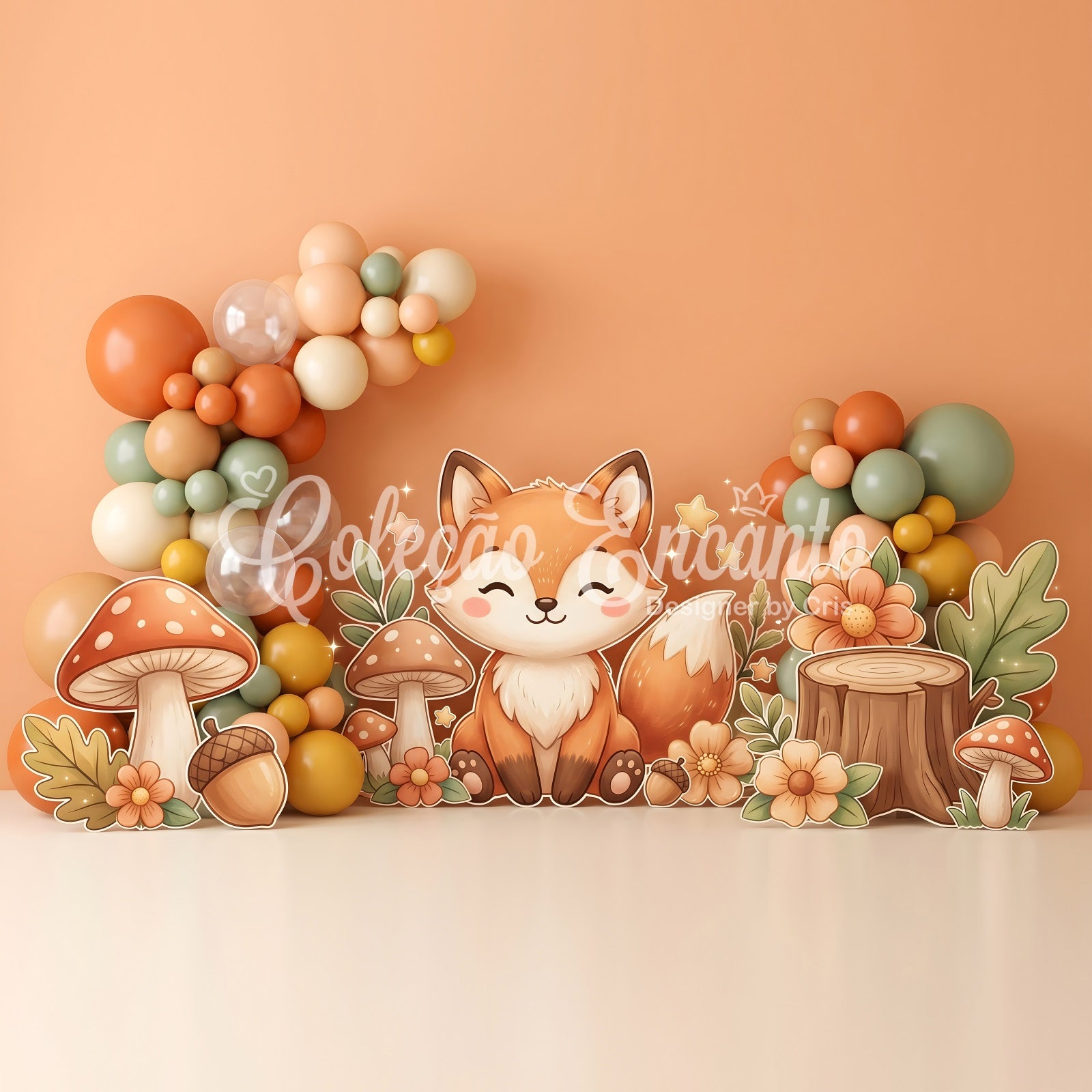 Backdrops for Kids Photography Autumn Fox Mushroom Balloon Newborn Photography Backdrop UK CEM65-29