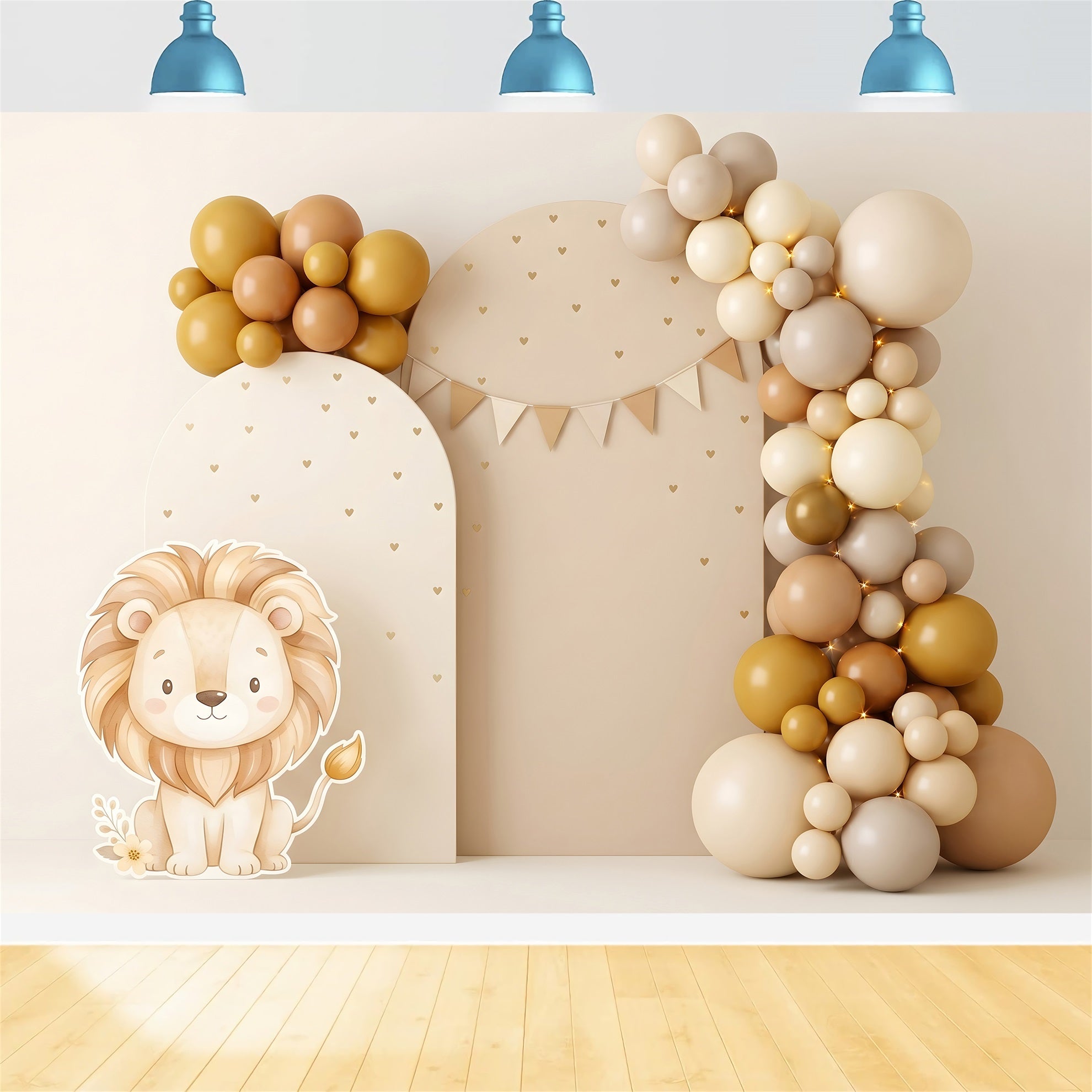 Backdrop Newborn Neutral Lion Golden Balloon Arch Kids Photography Backdrops UK CEM65-51