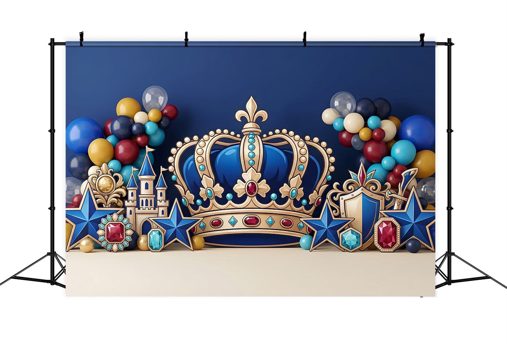 Backdrops for Children Photography Royal Blue Crown Castle Child Backdrop UK CEM65-55