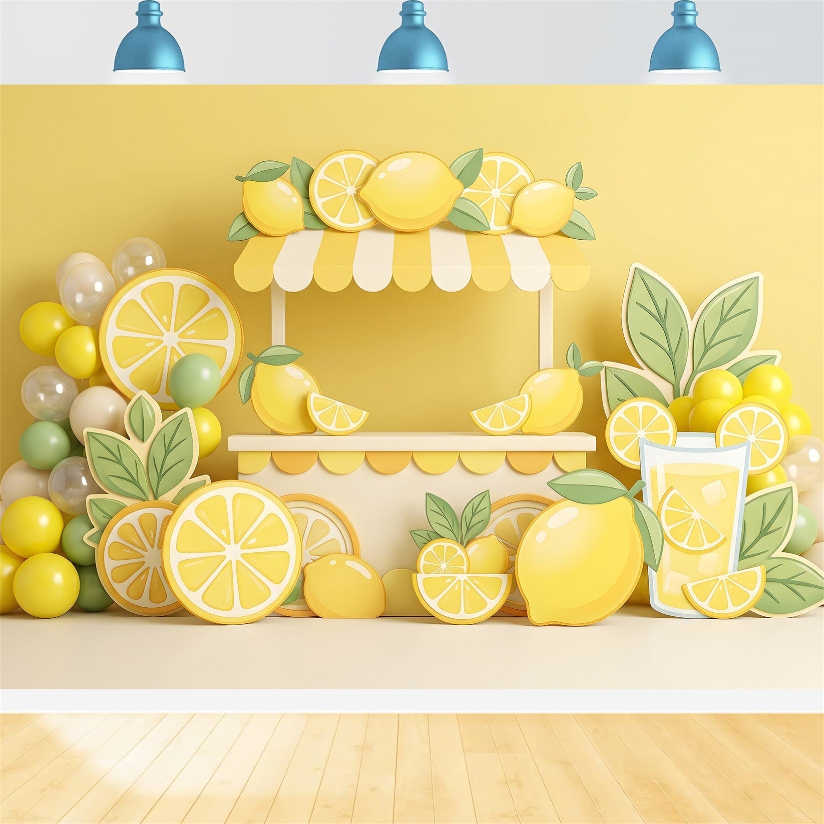 Kids Backdrop Lemonade Stand Citrus Balloon Children Backdrop UK CEM65-57