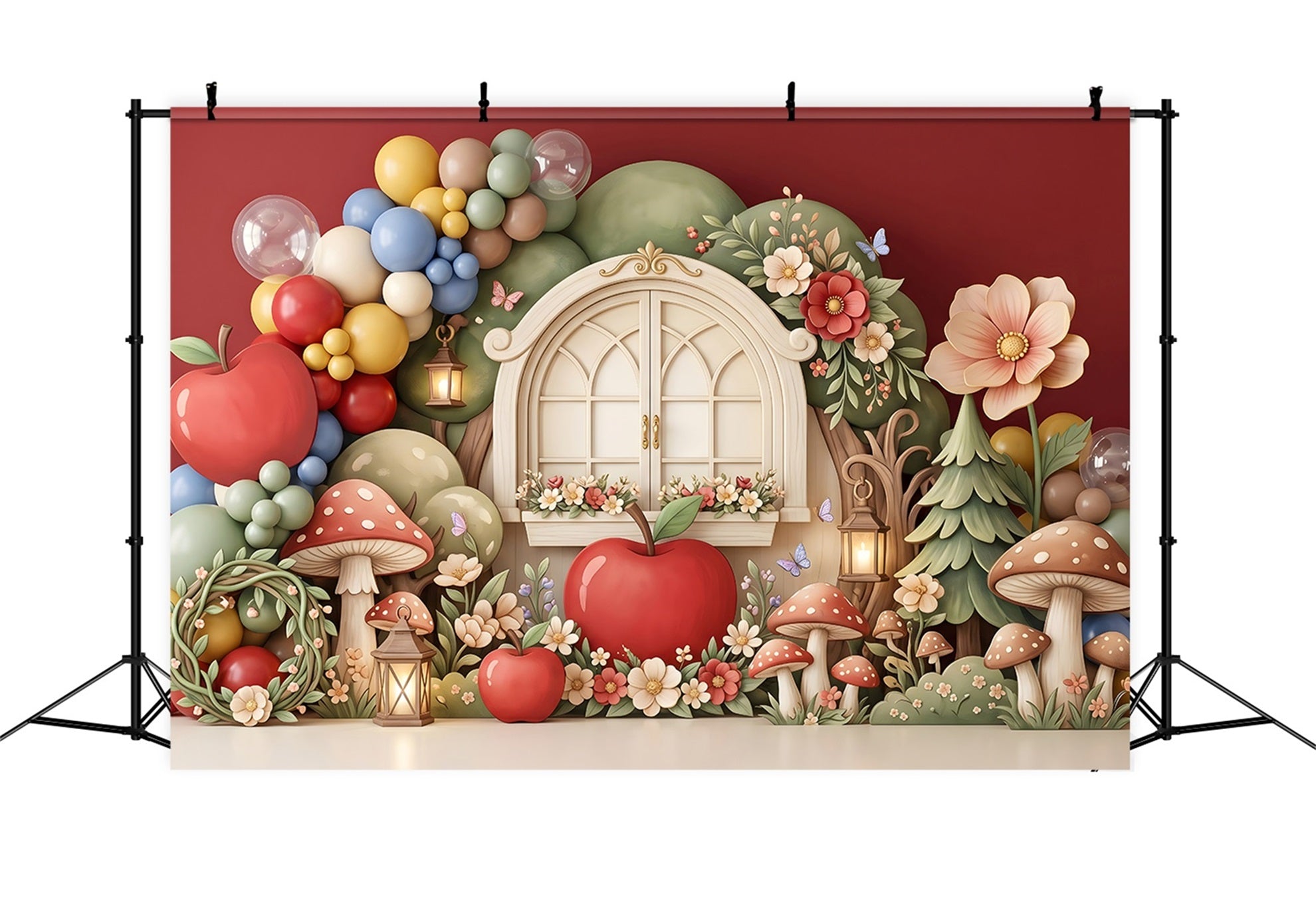 Newborn Backdrop Apple Mushroom Window Lantern Garden Children's Backdrop UK CEM65-62