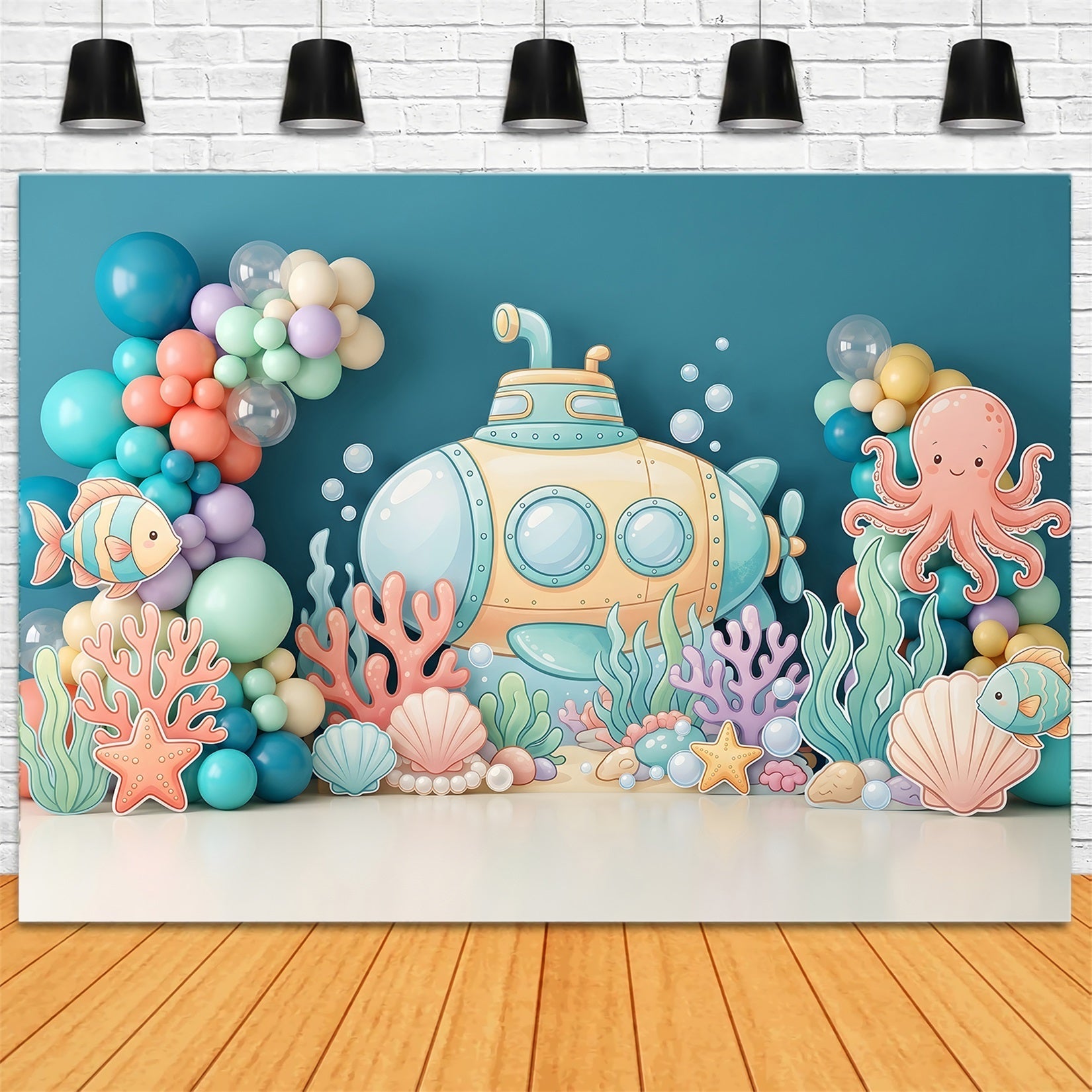 Backdrops for Newborn Photography Submarine Ocean Coral Balloon Garden Childrens Photo Backdrops UK CEM65-63
