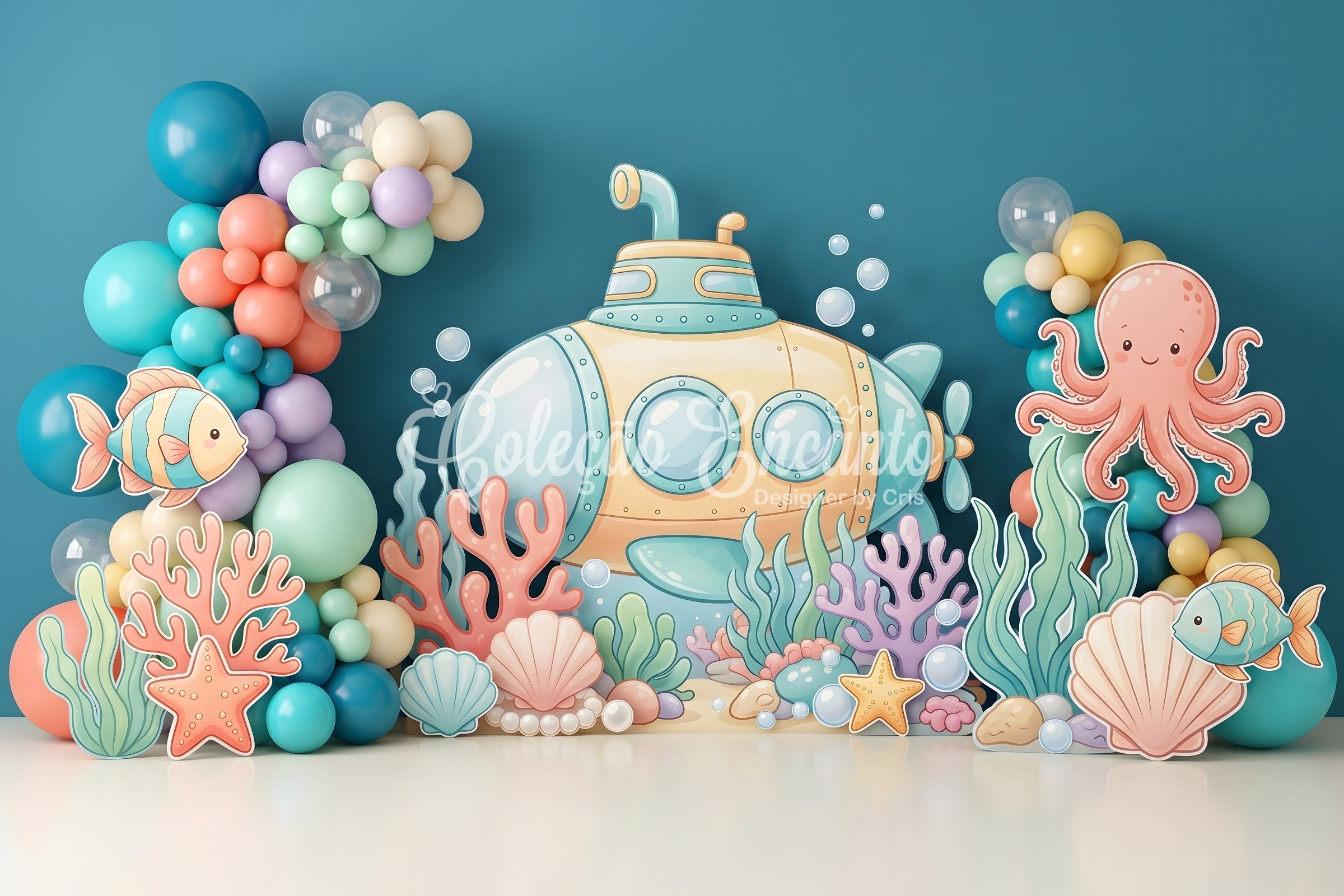 Backdrops for Newborn Photography Submarine Ocean Coral Balloon Garden Childrens Photo Backdrops UK CEM65-63