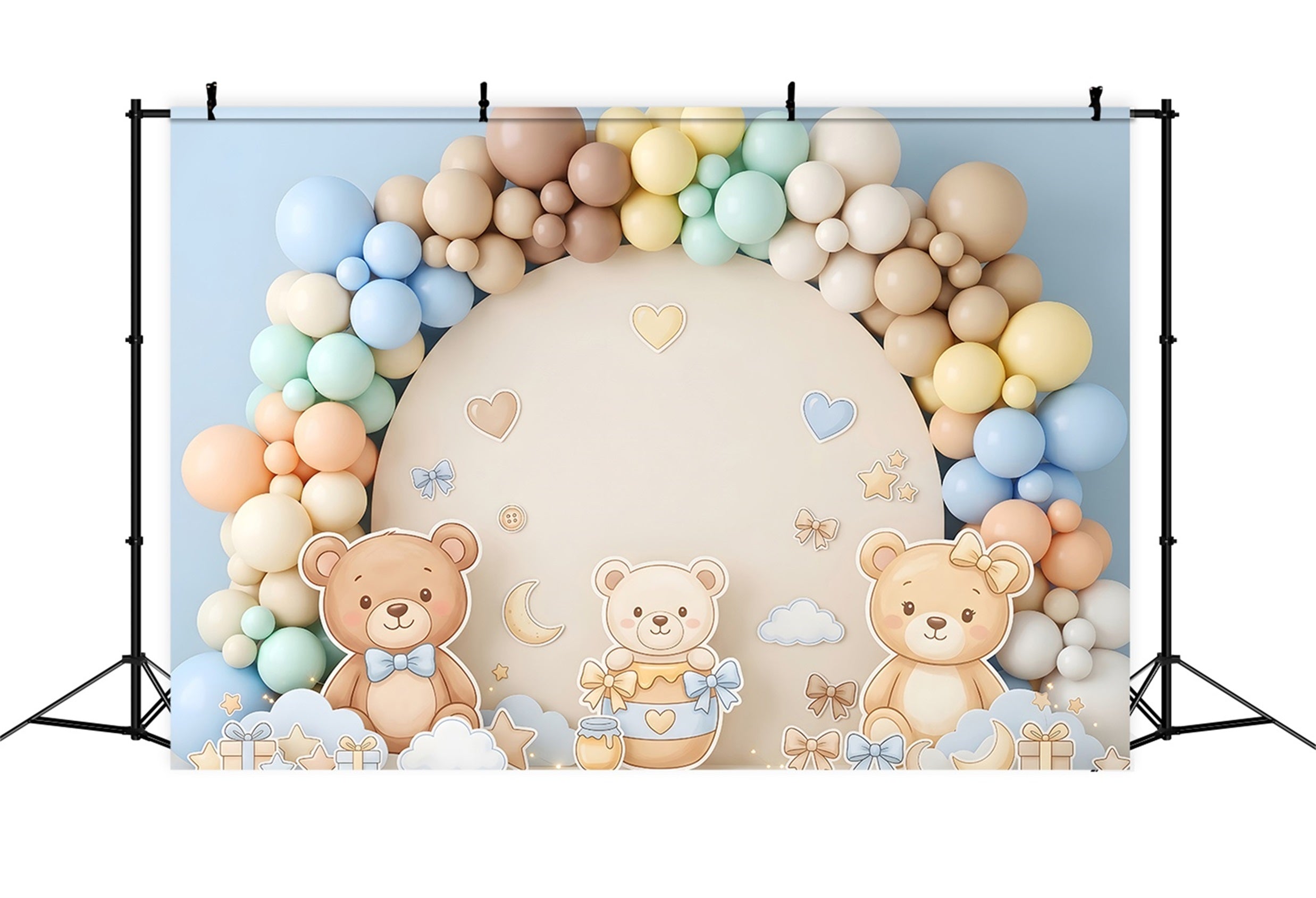Backdrops for Newborn Photography Pastel Teddy Bear Balloon Arch Backdrops for Kids UK CEM65-8