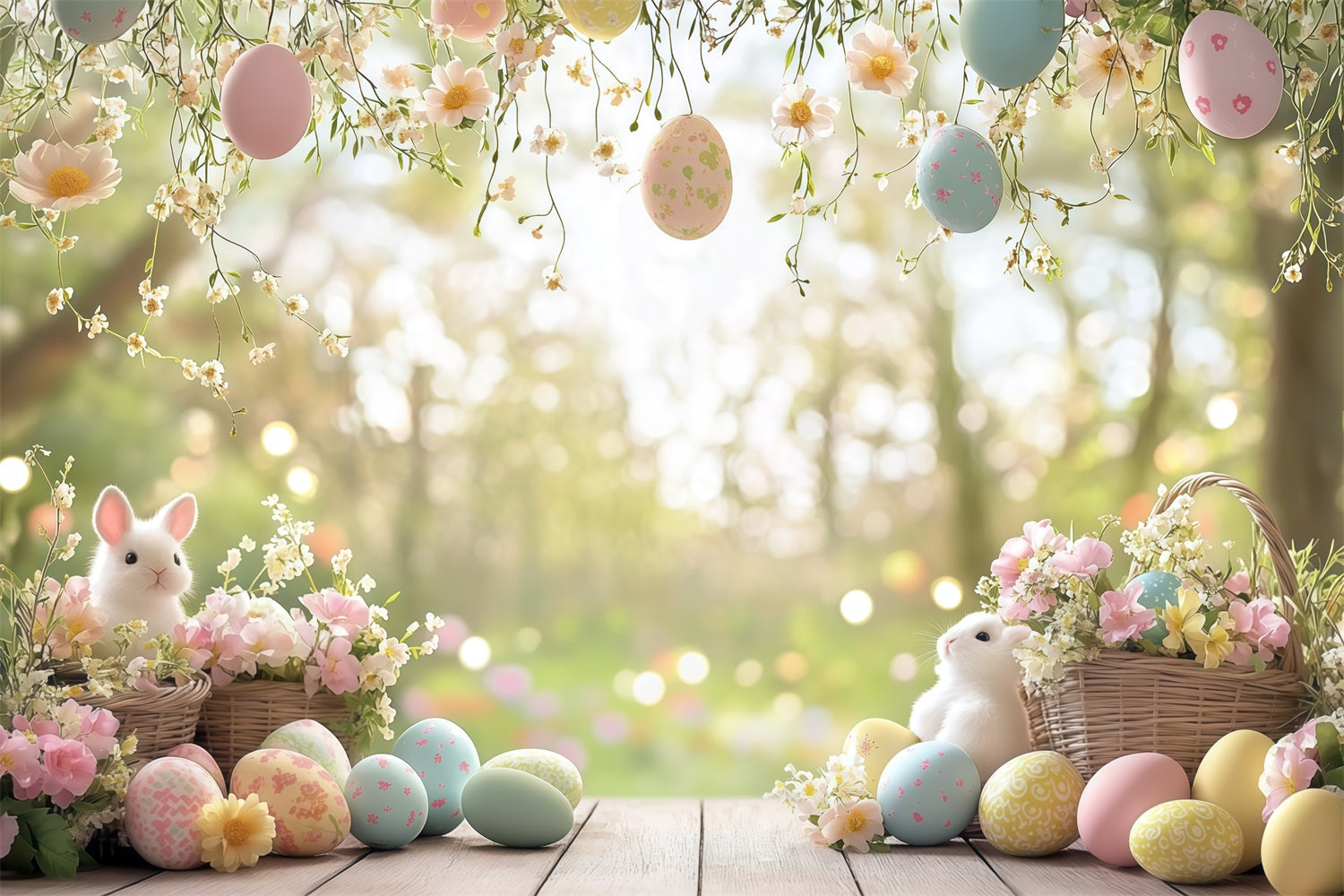 Easter Backdrops Egg Floral Wreath Backdrop UK CJJ-162
