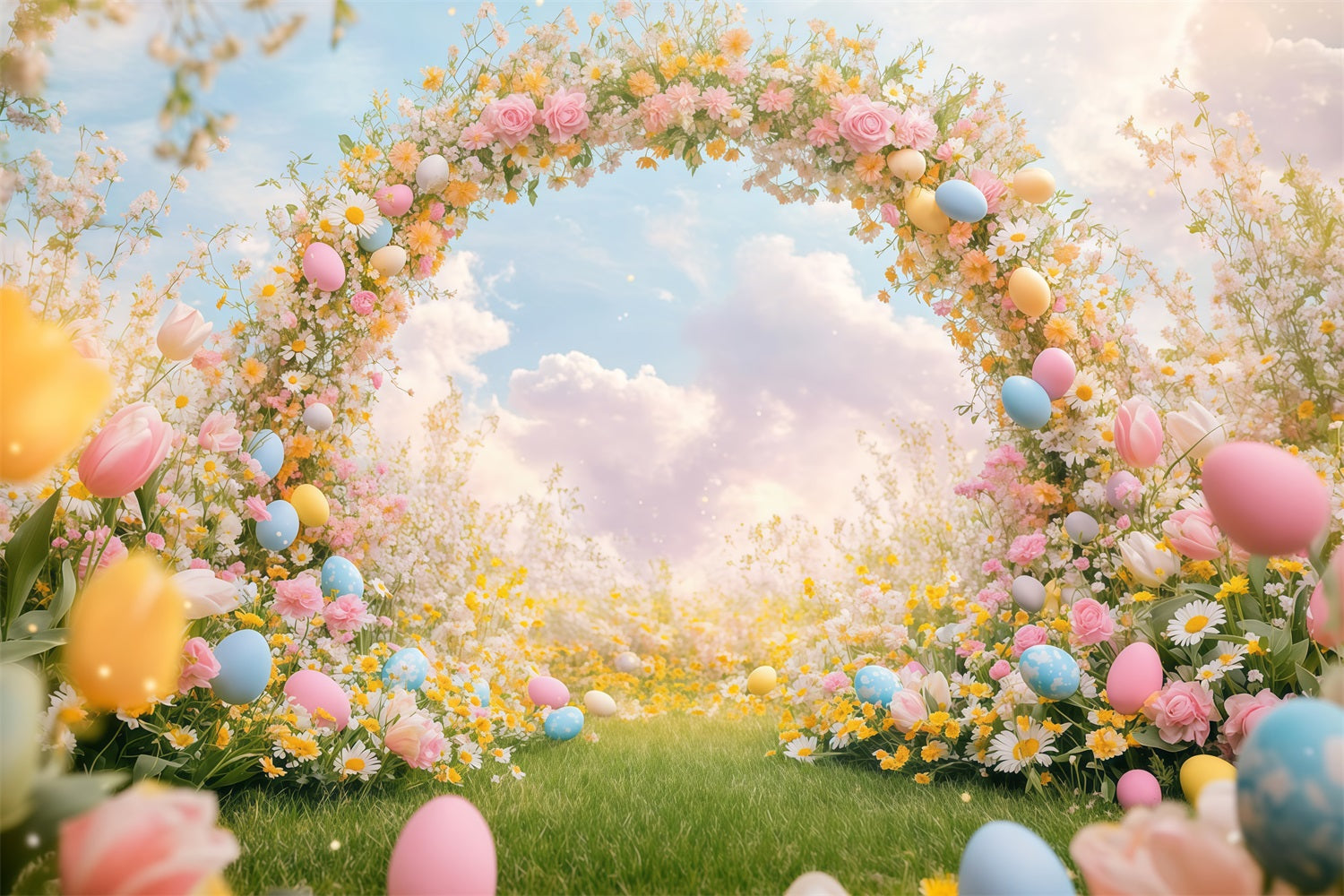 Easter Photo Backdrop Fantasy Arch Floral Backdrop UK CJJ-163