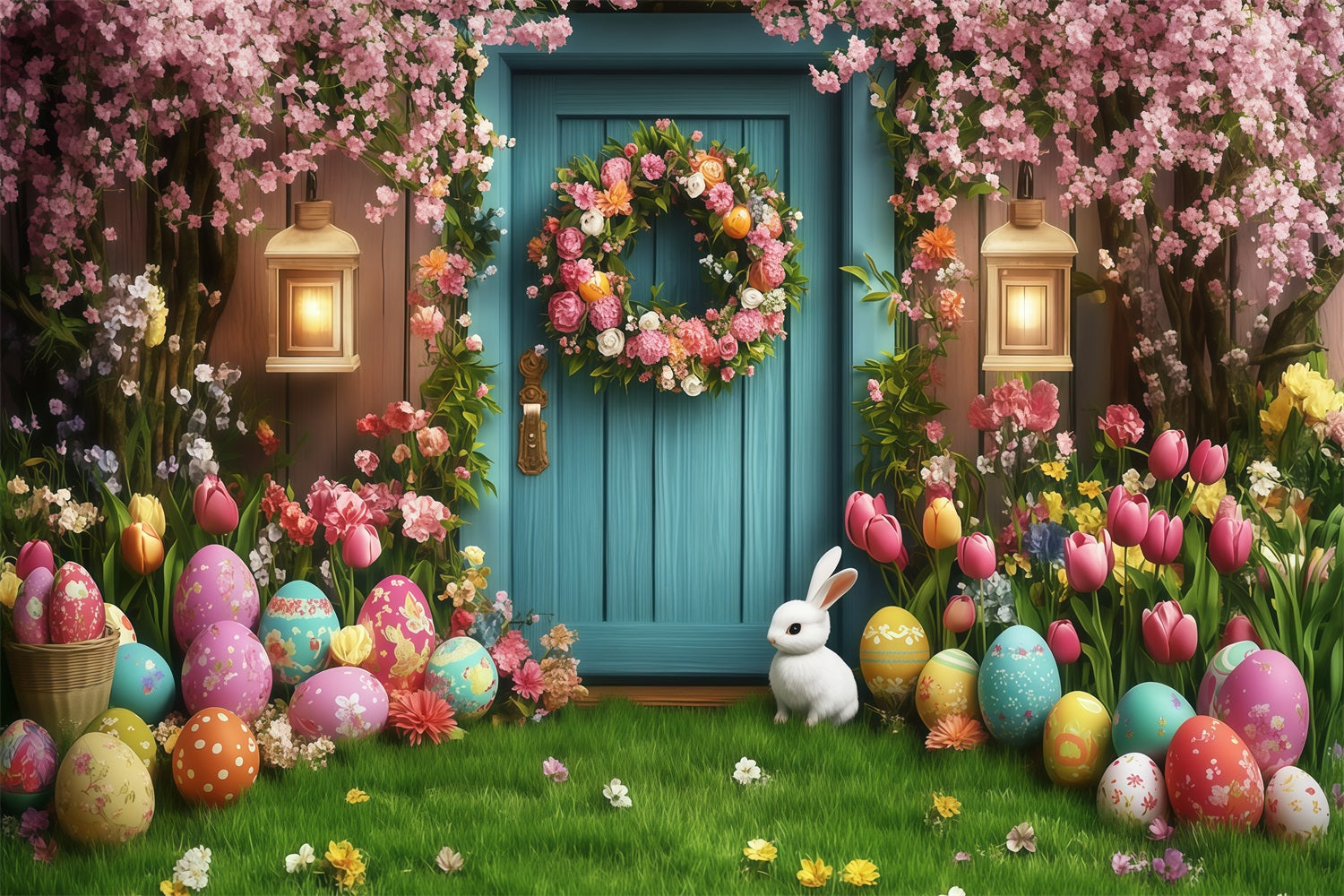 Easter Backdrop Ideas Dreamy Door Bunny Egg Backdrop UK CJJ-164