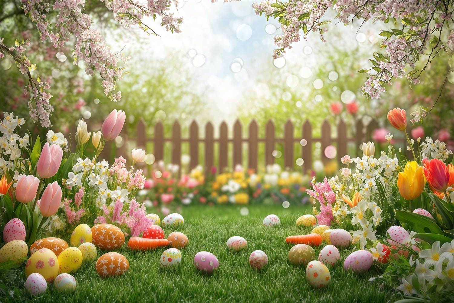 Easter Egg Backdrop Rustic Egg Floral Backdrop UK CJJ-167