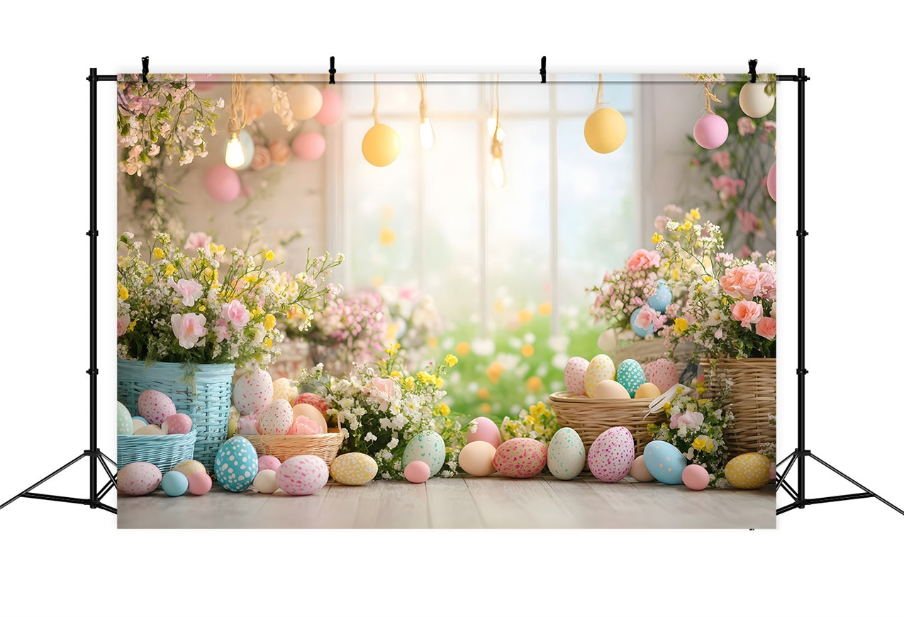 Easter Picture Backdrops Egg Floral Window Backdrop UK CJJ-171