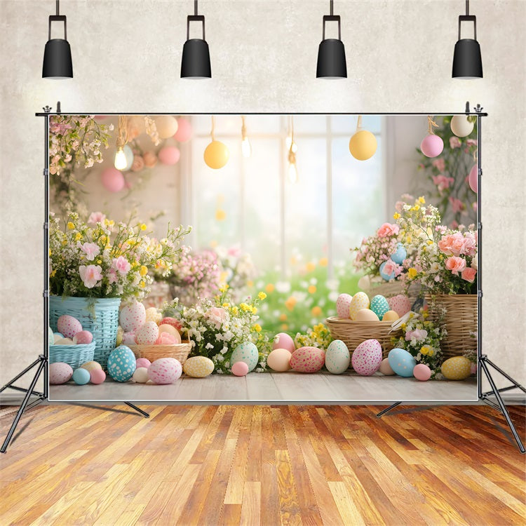 Easter Picture Backdrops Egg Floral Window Backdrop UK CJJ-171