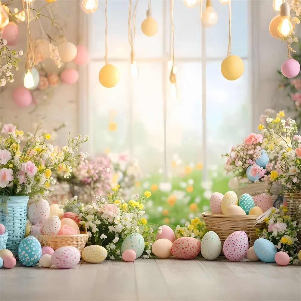 Easter Picture Backdrops Egg Floral Window Backdrop UK CJJ-171