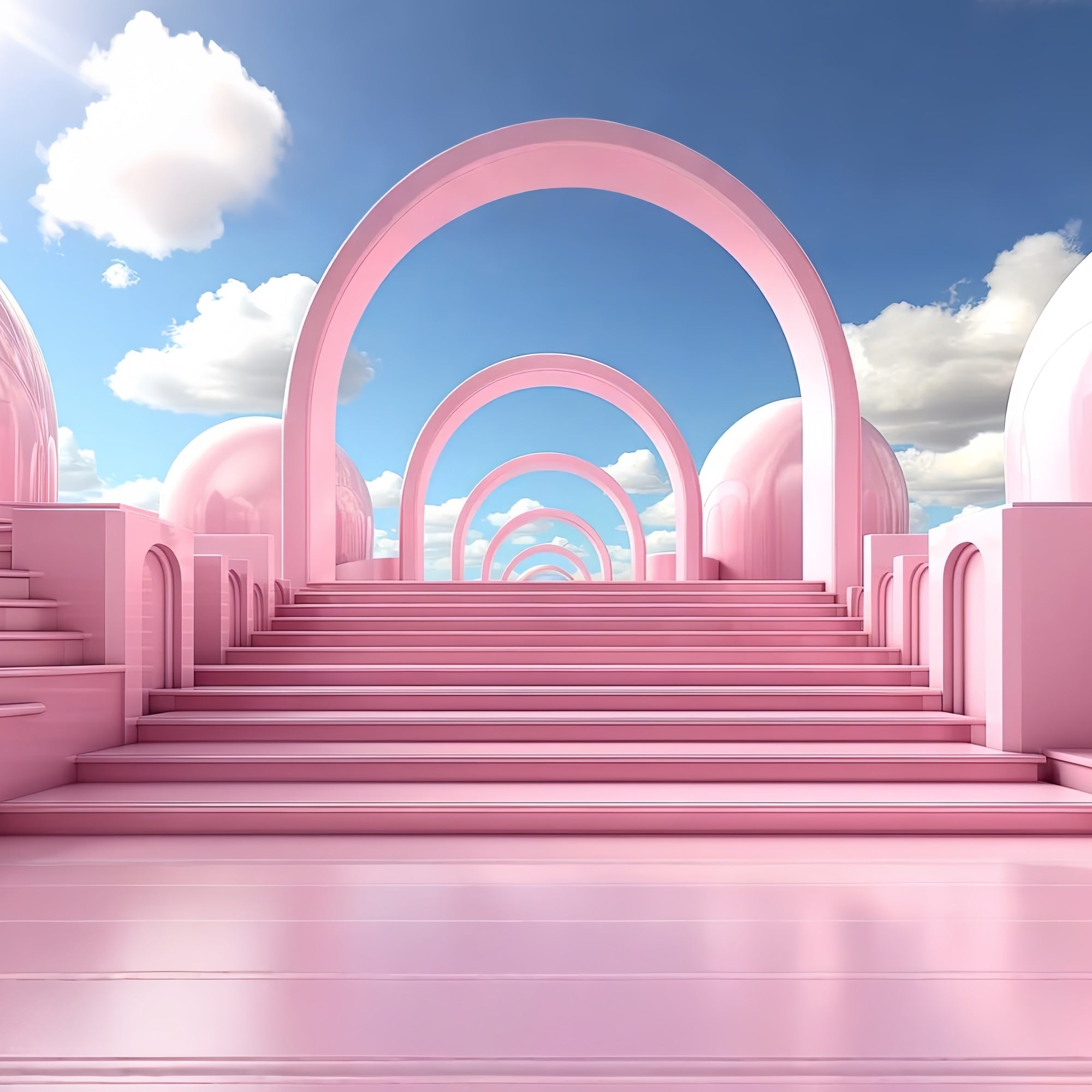 Fashion Doll Backdrop Photo Backdrop Dreamy Pastel Arches Stairway Backdrop UK CJJ2-101
