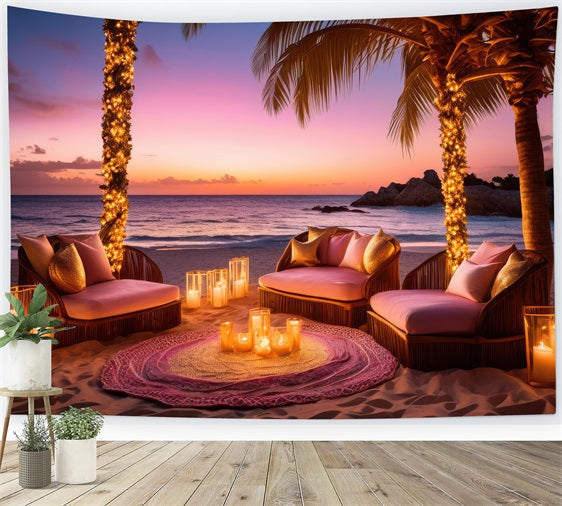 Pink Girl Backdrop Beachfront Candlelight Retreat Backdrop UK CJJ2-110