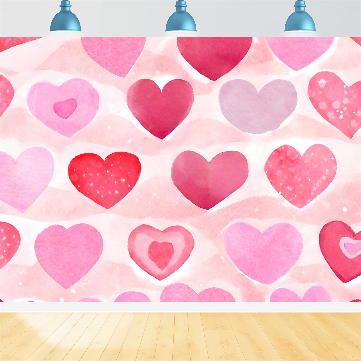 Pink Girl Backdrops Romantic Watercolor Hearts Backdrop UK CJJ2-72