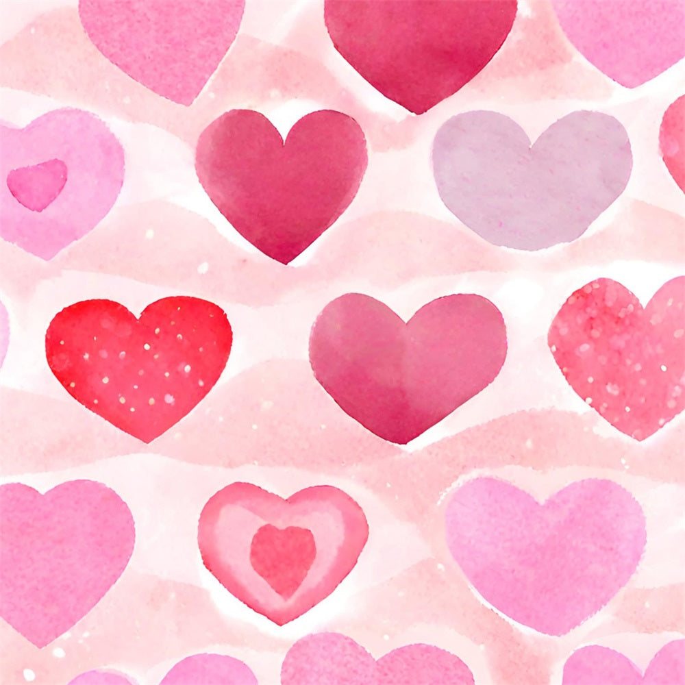 Pink Girl Backdrops Romantic Watercolor Hearts Backdrop UK CJJ2-72