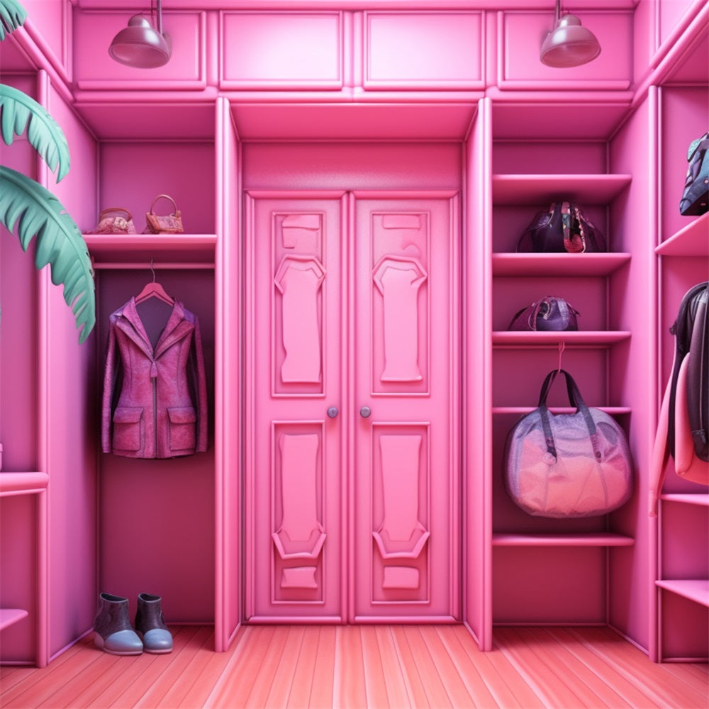 Fashion Doll Backdrop Ideas Pink Fashion Closet Backdrop UK CJJ2-78