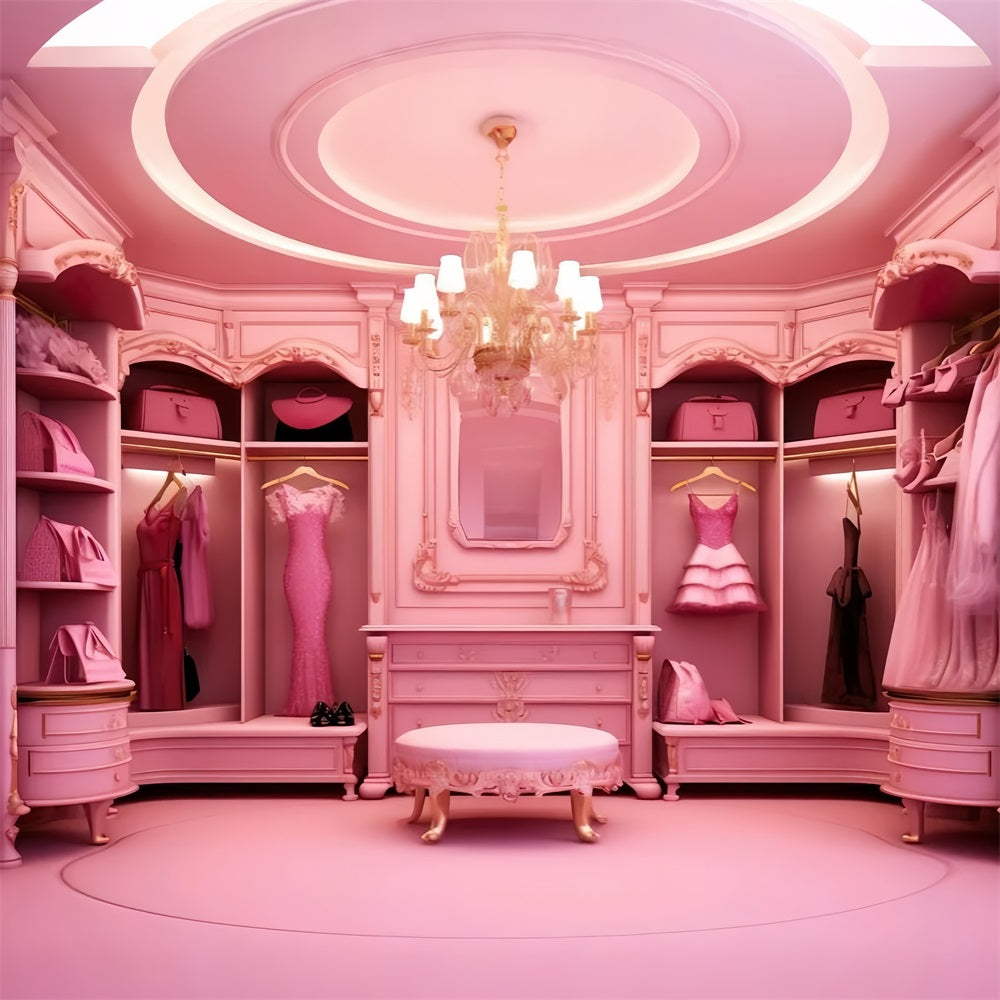 Pink Fashion Doll Backdrop Photo Luxury Closet Backdrop UK CJJ2-79