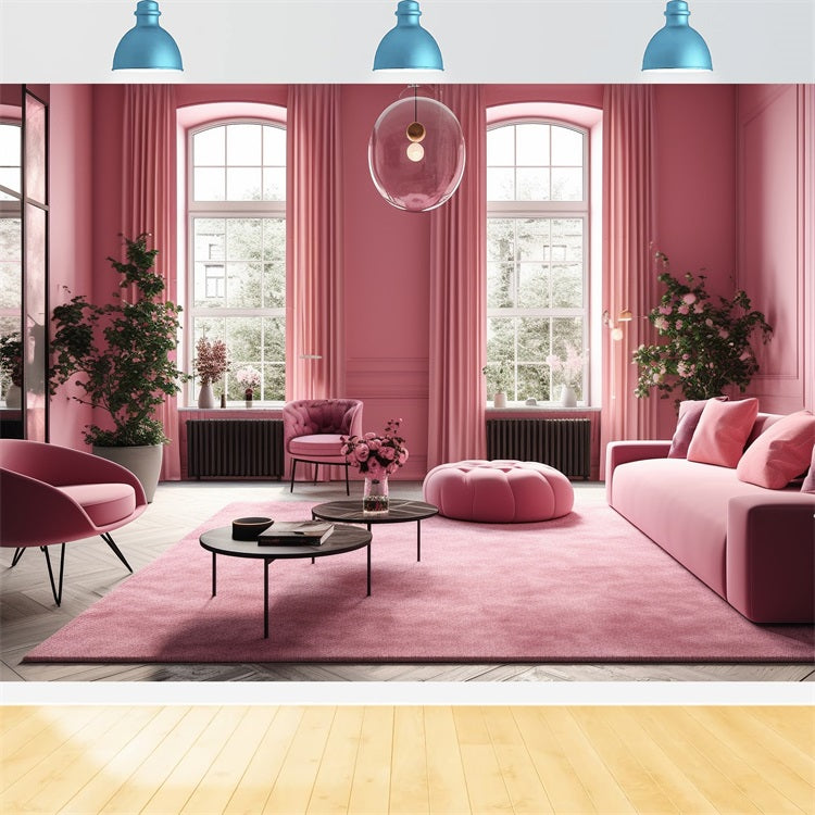 Pink Girl Themed Backdrop Soft Pink Lounge Backdrop UK CJJ2-88