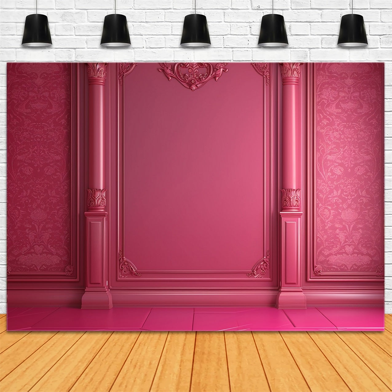 Fashion Doll Backdrop Backdrop Baroque Inspired Pink Wall Backdrop UK CJJ2-89